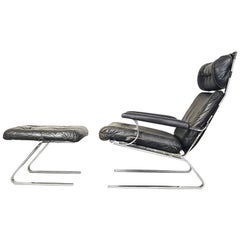 Leather Lounge Chair and Ottoman by Reinhold Adolf for COR, 1960s