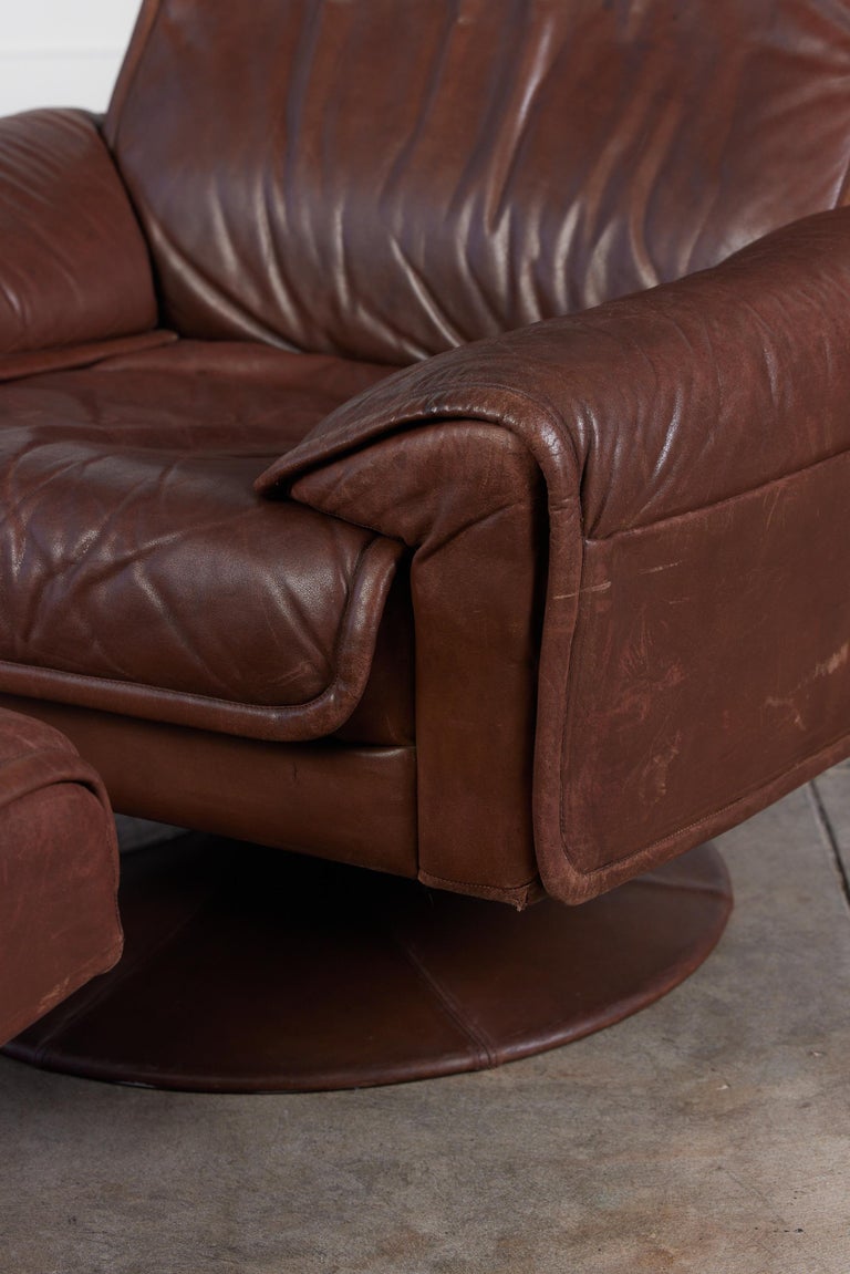 Leather Lounge Chair and Ottoman for Artima For Sale 6