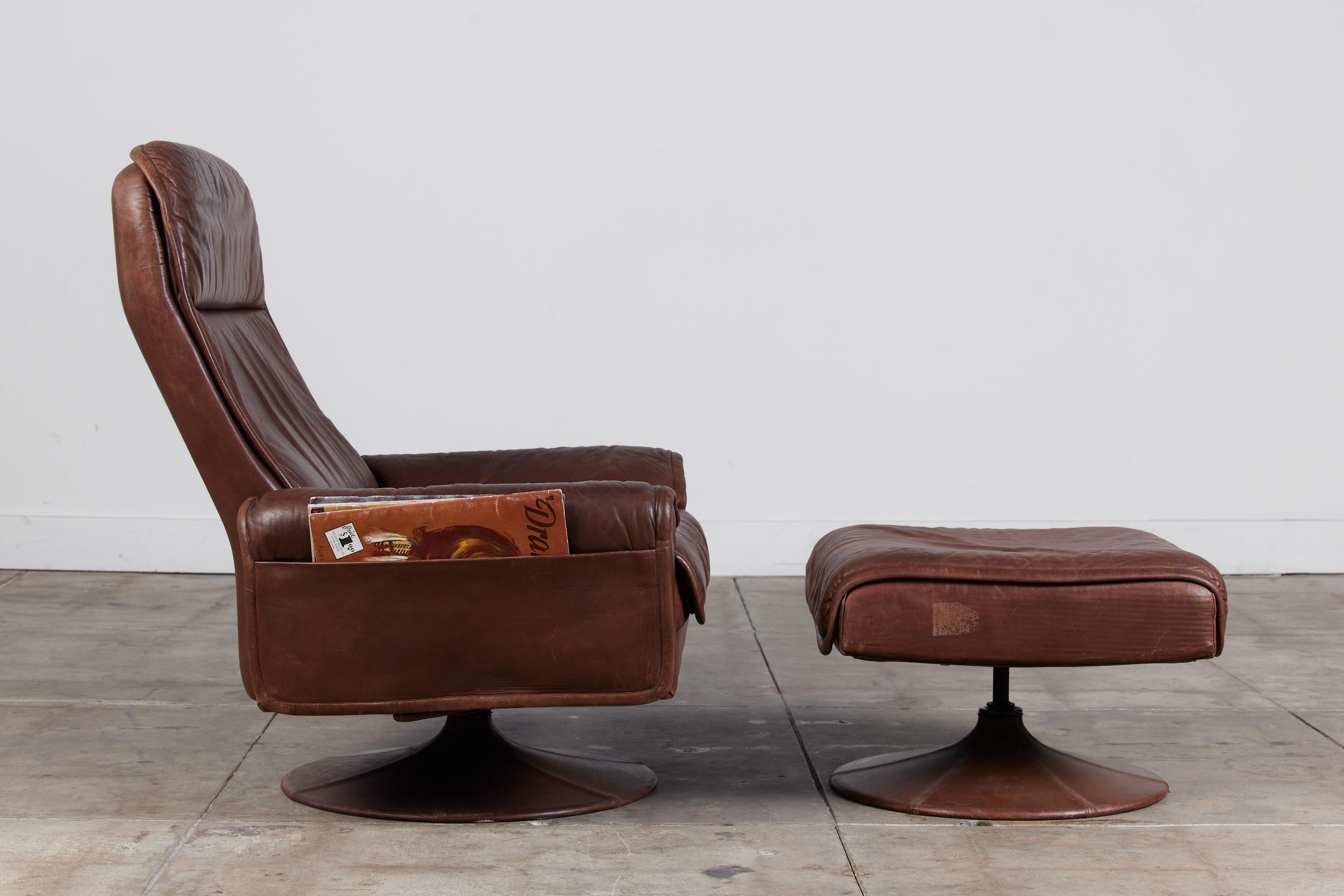 Mid-Century Modern Leather Lounge Chair and Ottoman for Artima