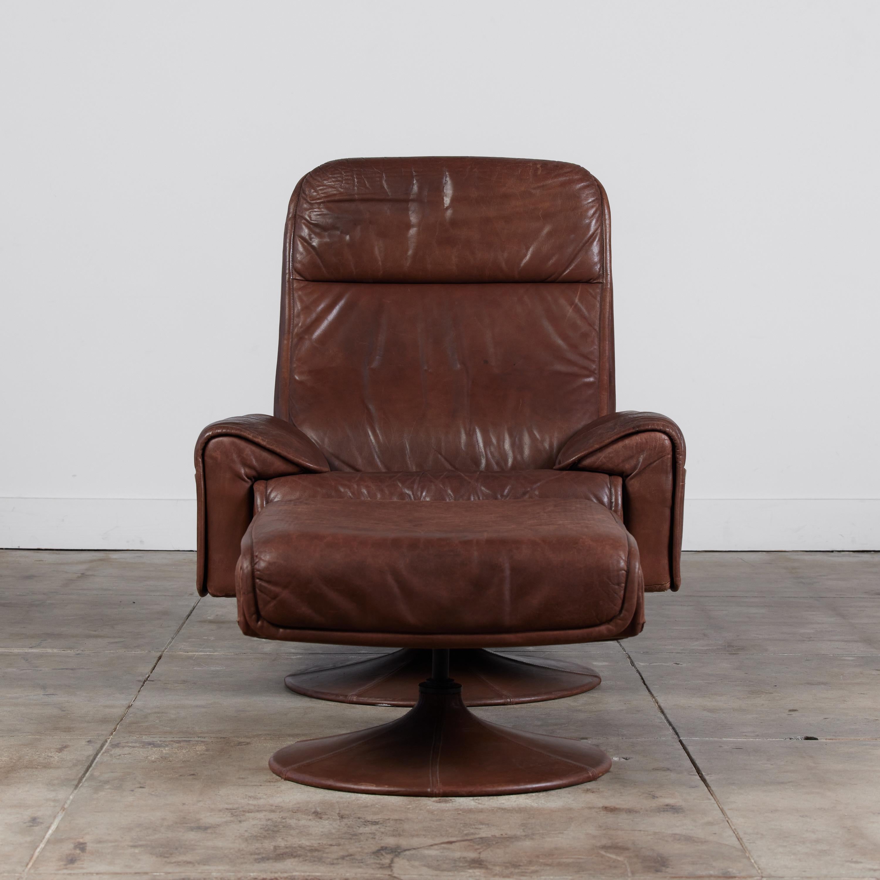 Swiss Leather Lounge Chair and Ottoman for Artima
