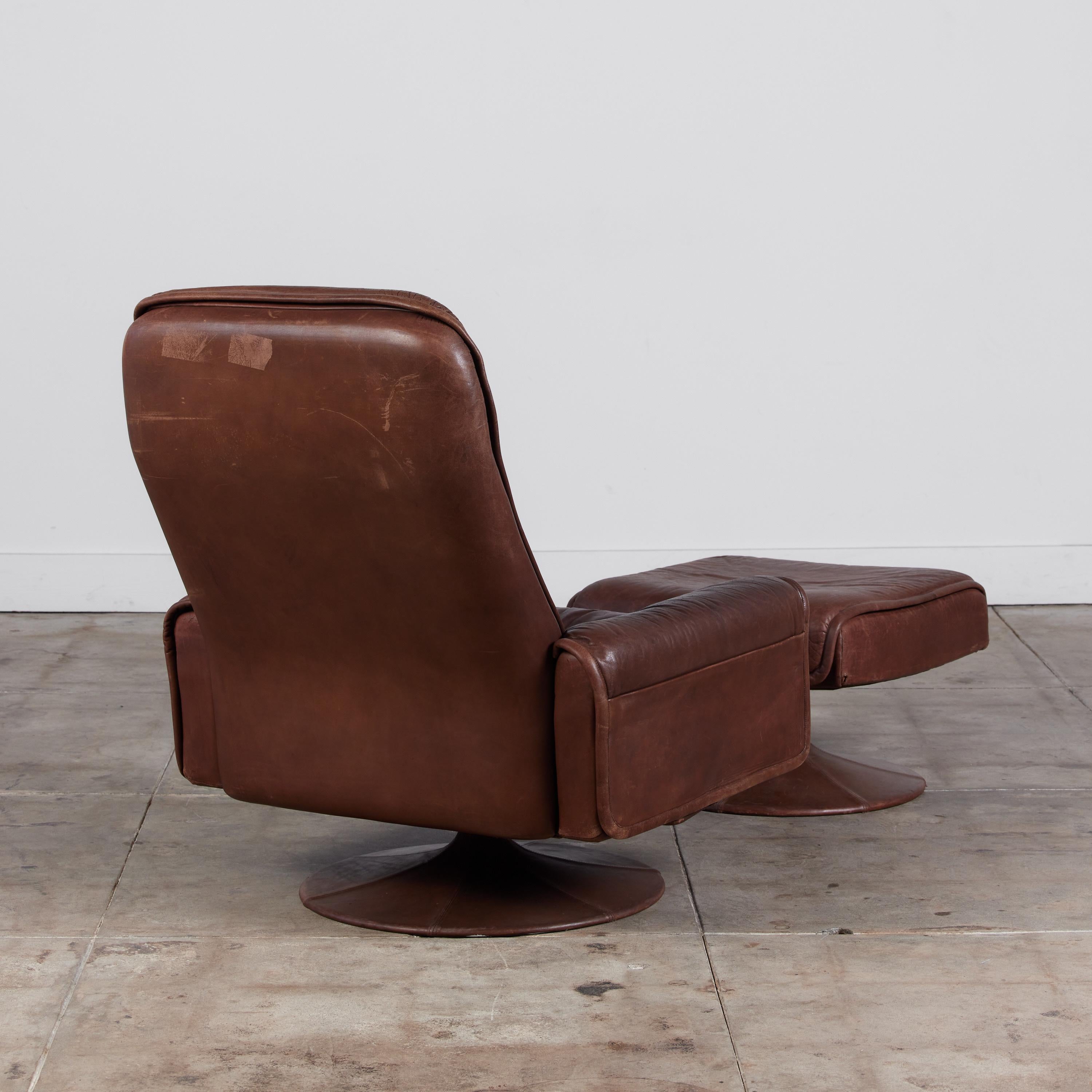 Late 20th Century Leather Lounge Chair and Ottoman for Artima