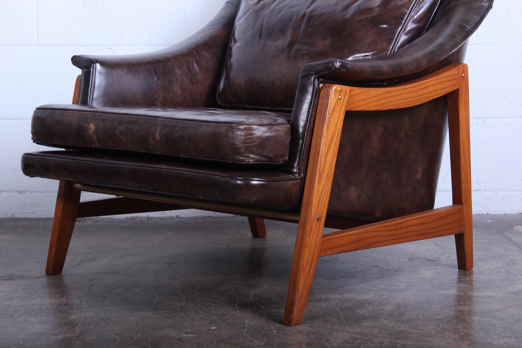 Leather Lounge Chair by Edward Wormley for Dunbar In Good Condition In Dallas, TX