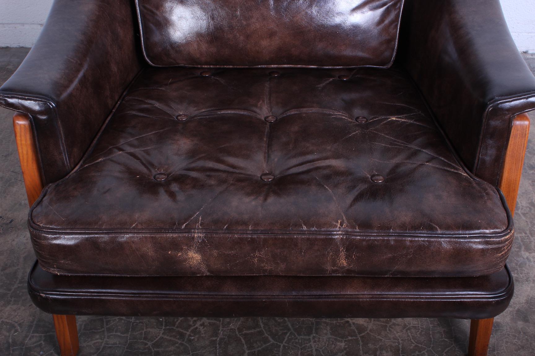 Leather Lounge Chair by Edward Wormley for Dunbar 4