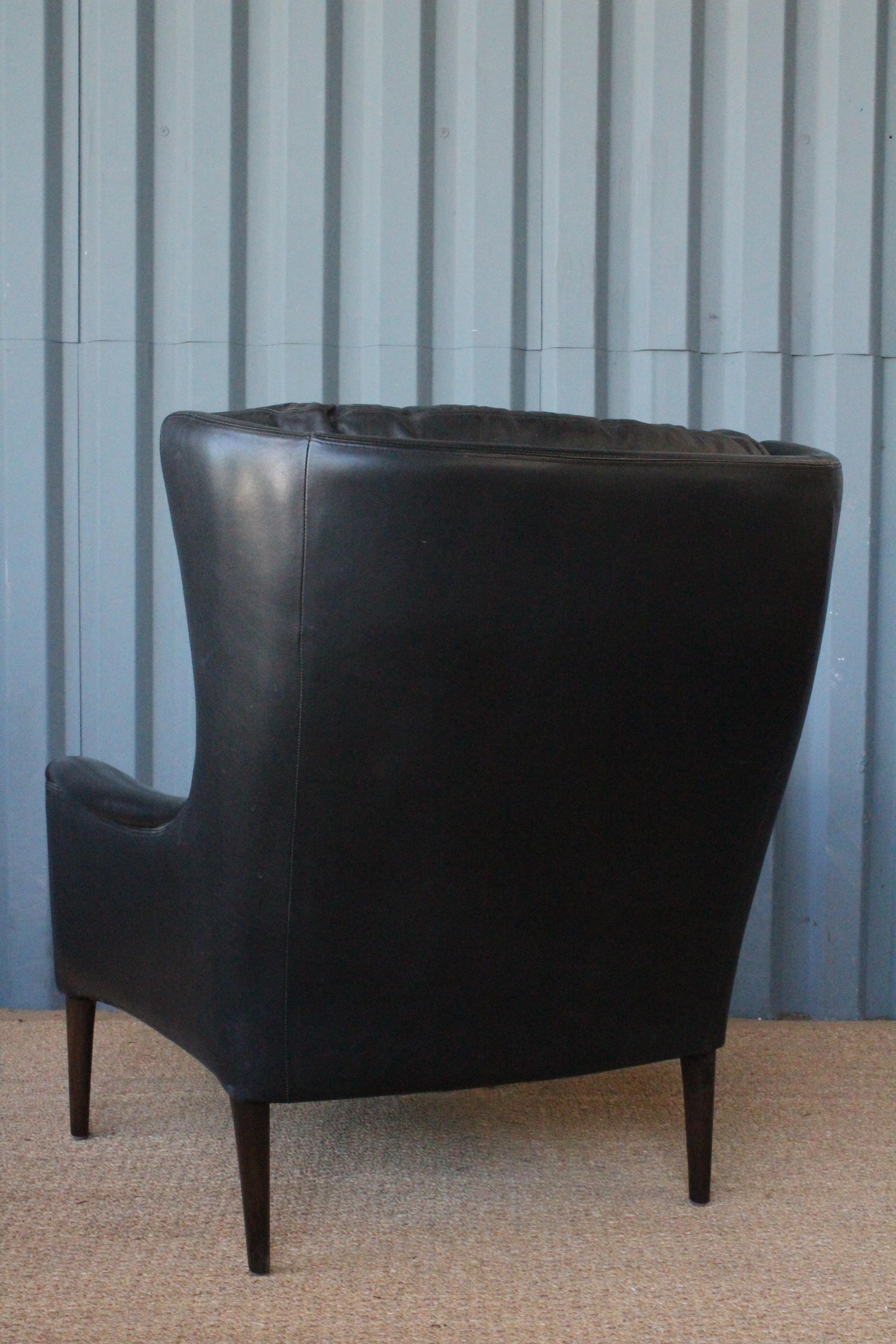 Danish Leather Lounge Chair by Kurt Østervig, Denmark, 1950s