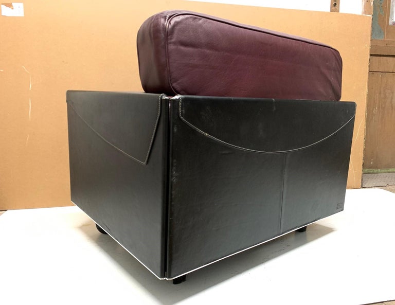 Italian Leather Lounge Chair by Poltrona Frau For Sale