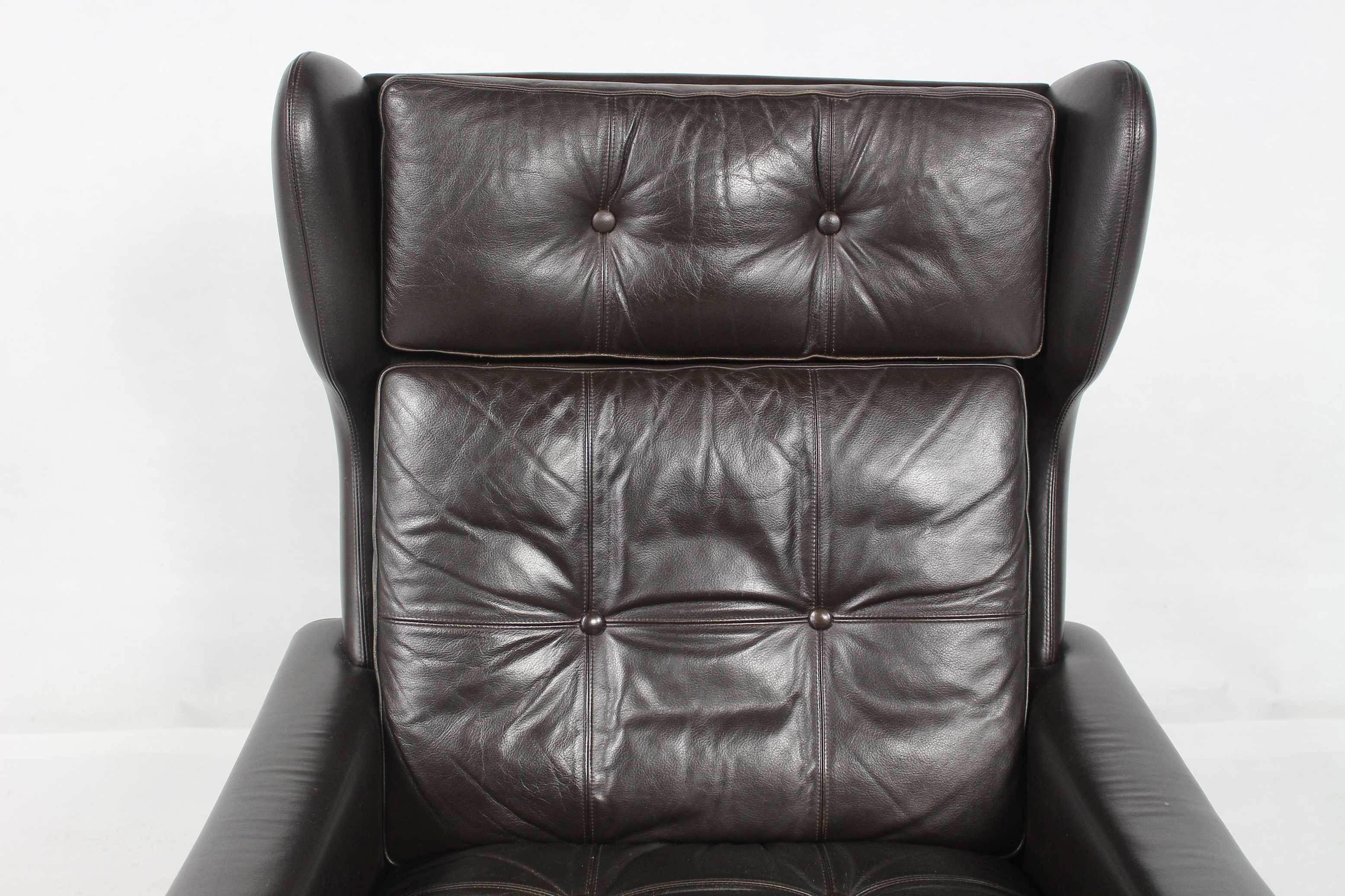 20th Century Leather Lounge Chair By Svend Skipper, Denmark 1960s For Sale