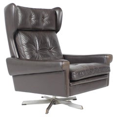 Leather Lounge Chair By Svend Skipper, Denmark 1960s
