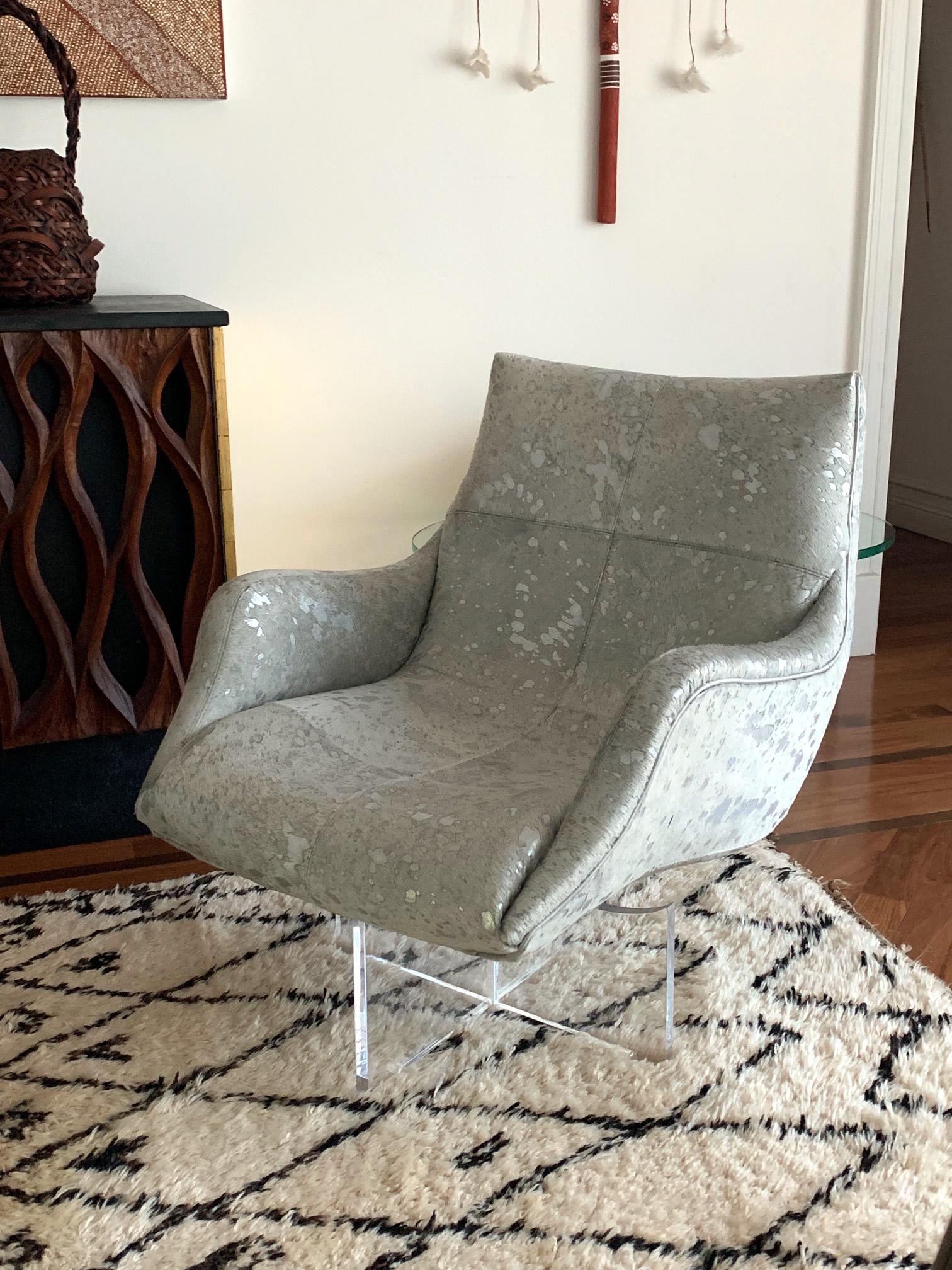 Steel Leather Lounge Chair by Vladimir Kagan