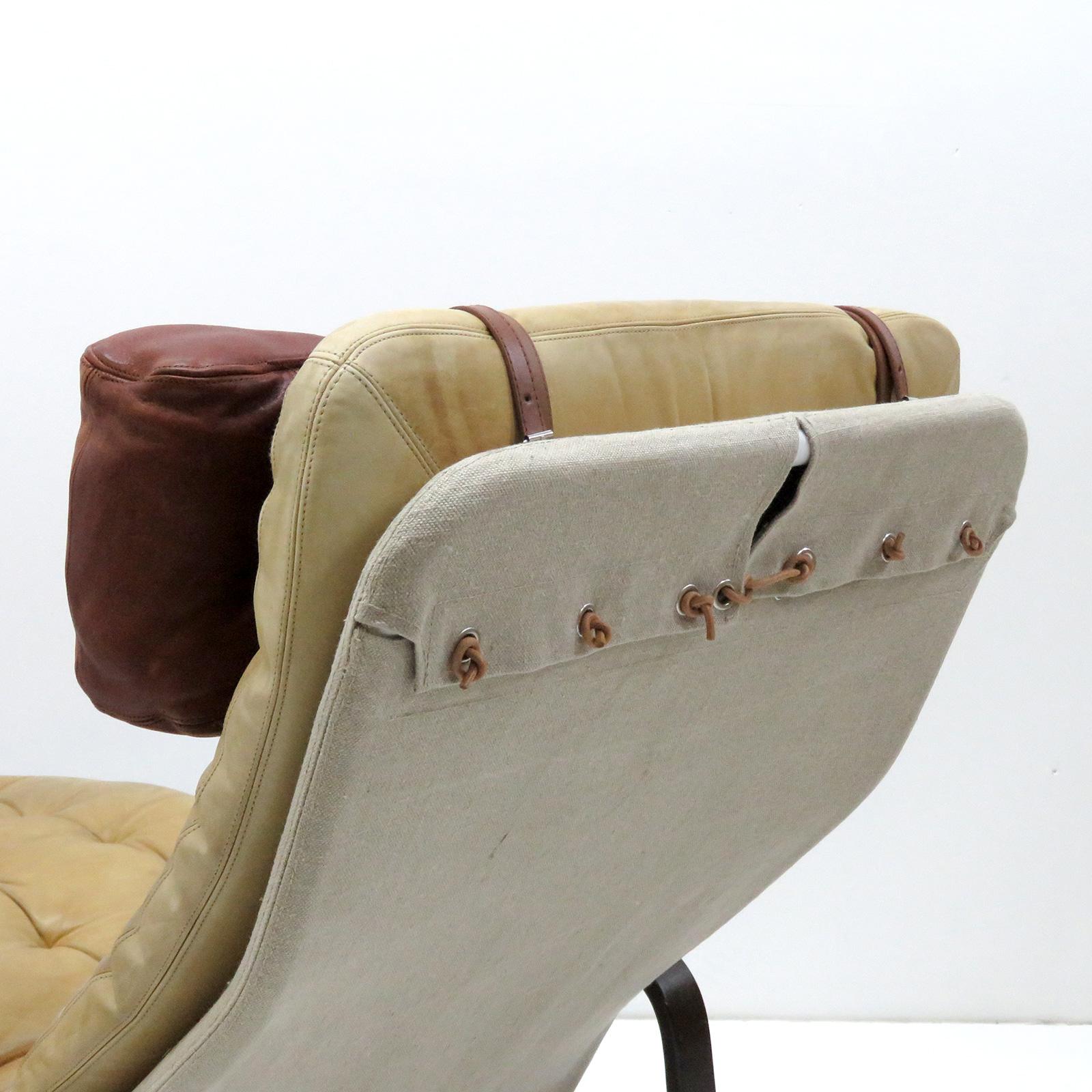 Scandinavian Modern Leather Lounge Chair 'Fenix' by Sam Larsson for DUX, 1970