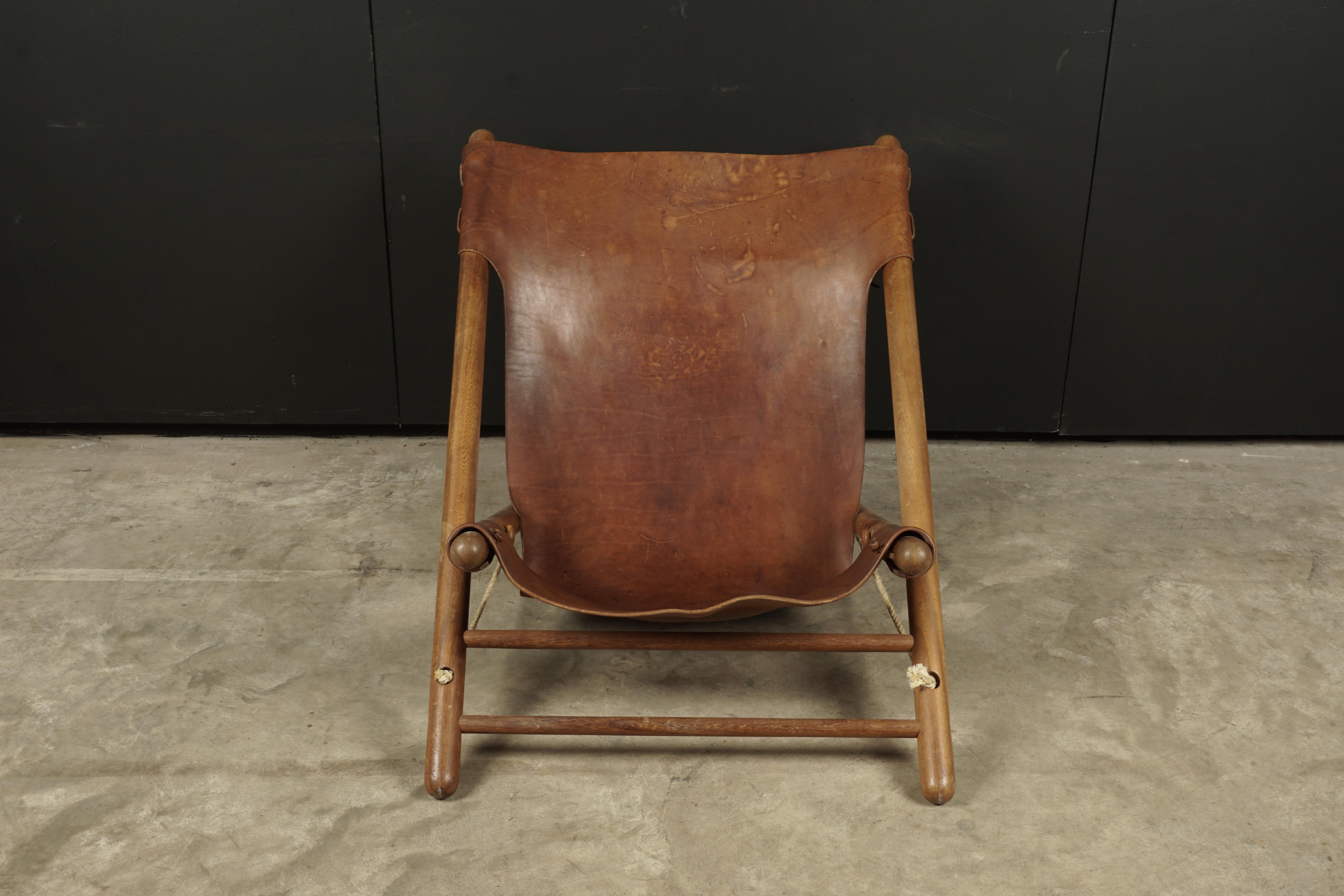 European Vintage Leather Lounge Chair from France, circa 1970