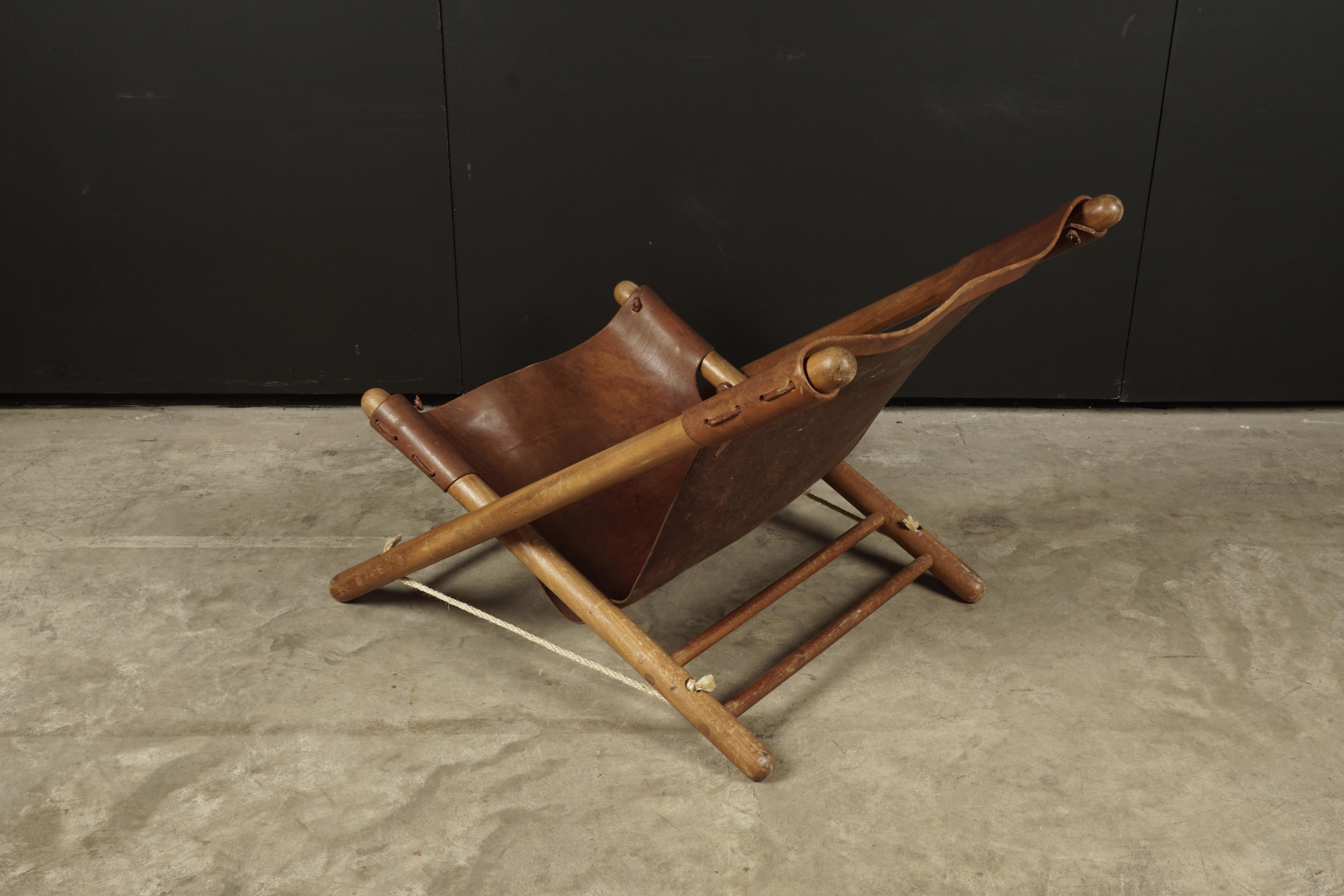Vintage Leather Lounge Chair from France, circa 1970 In Good Condition In Nashville, TN