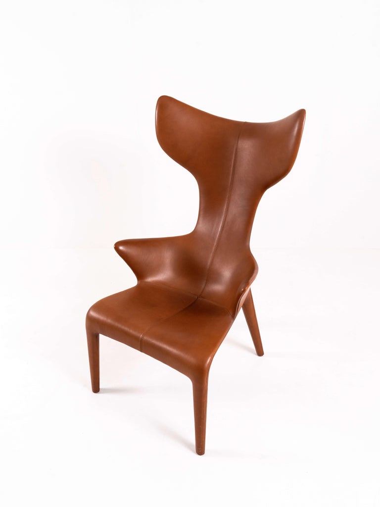 Leather Lounge Chair 'Lou Read' by Philippe Starck for Driade In Excellent Condition For Sale In Hellouw, NL
