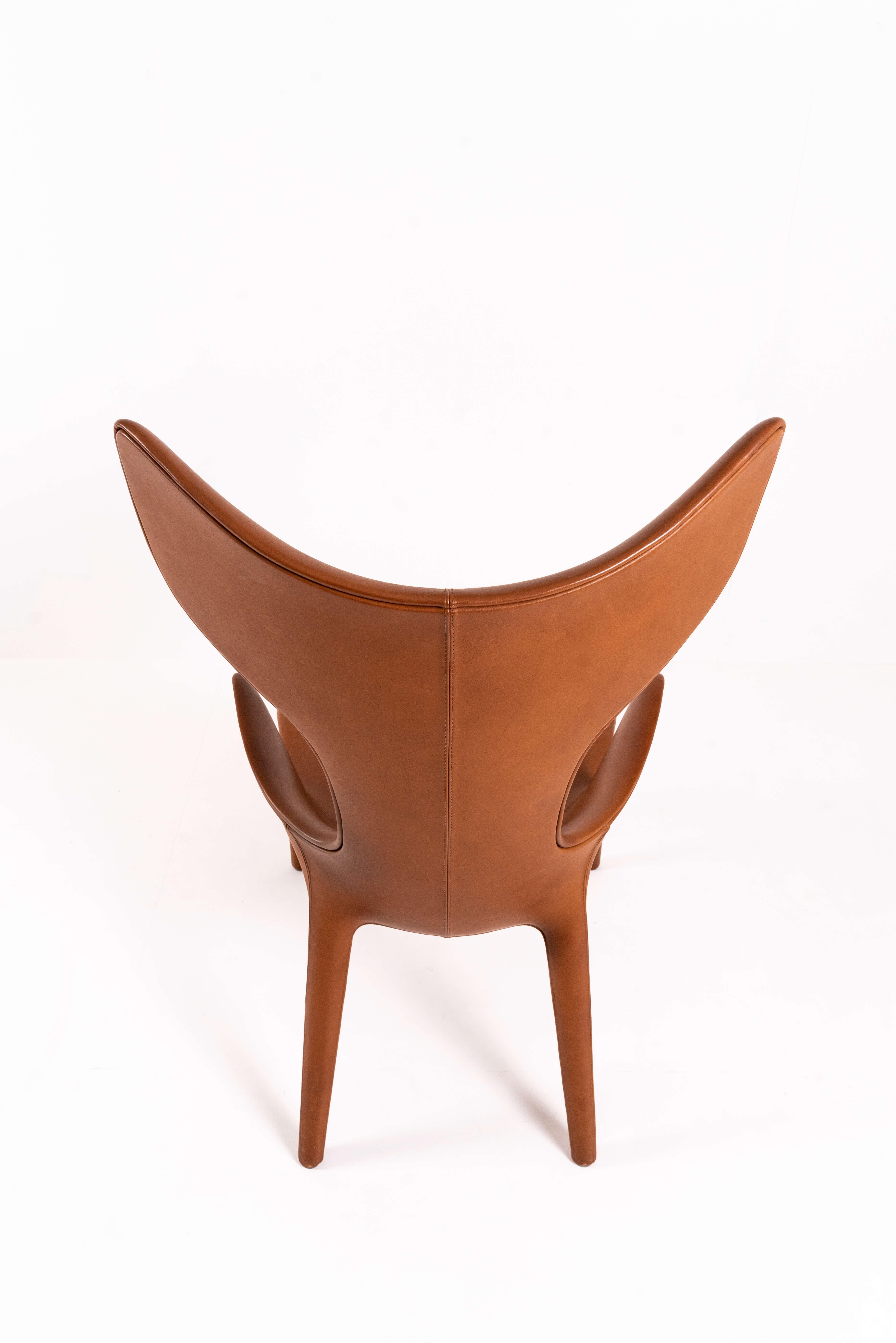 French Leather Lounge Chair 'Lou Read' by Philippe Starck for Driade For Sale
