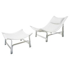 Leather Lounge Chair & Ottoman by Adalberto Dal Lago for Rossi Di Albizzate 1970