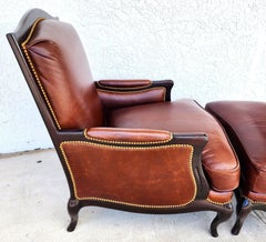 Leather Lounge Chair & Ottoman by HENREDON
