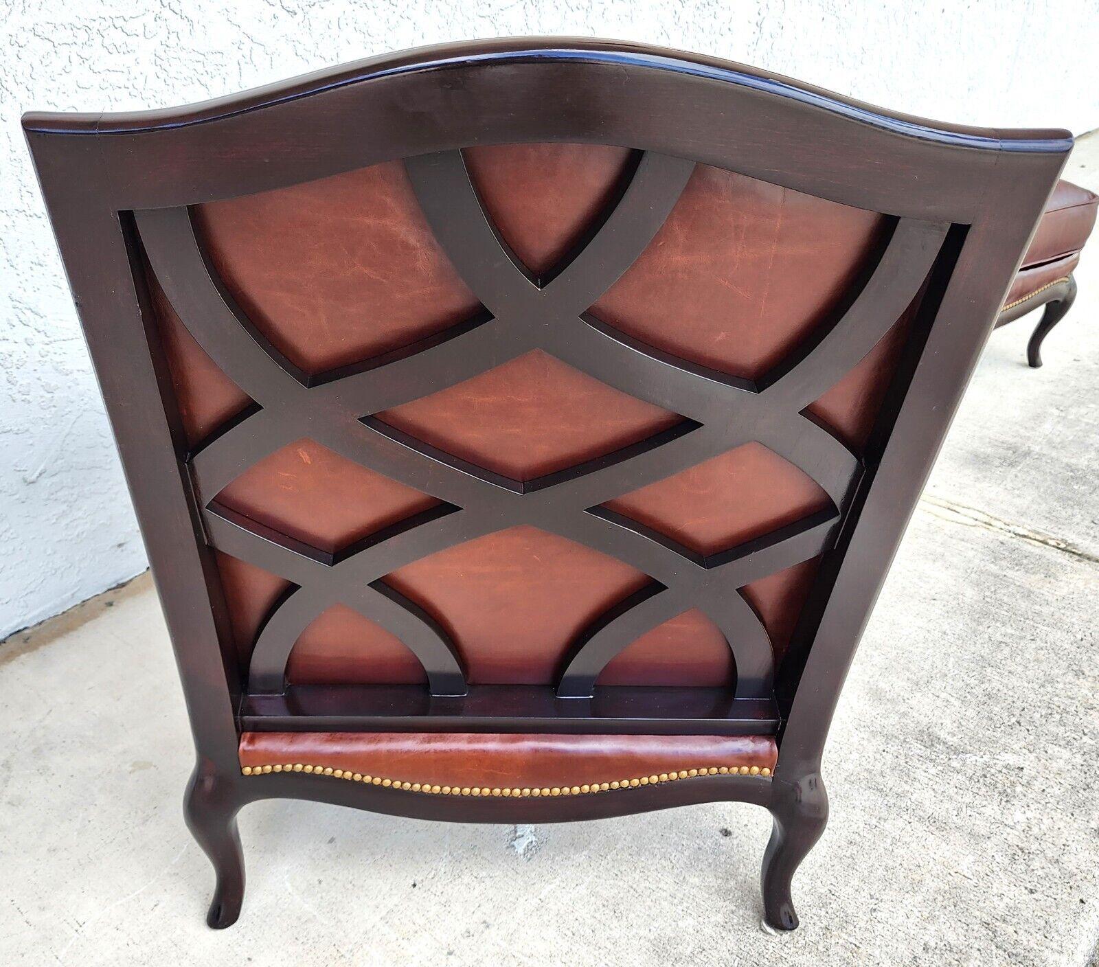 Leather Lounge Chair & Ottoman by HENREDON In Good Condition For Sale In Lake Worth, FL