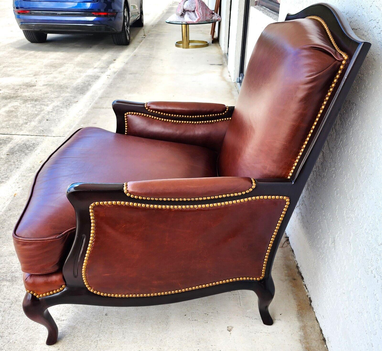 Late 20th Century Leather Lounge Chair & Ottoman by HENREDON For Sale