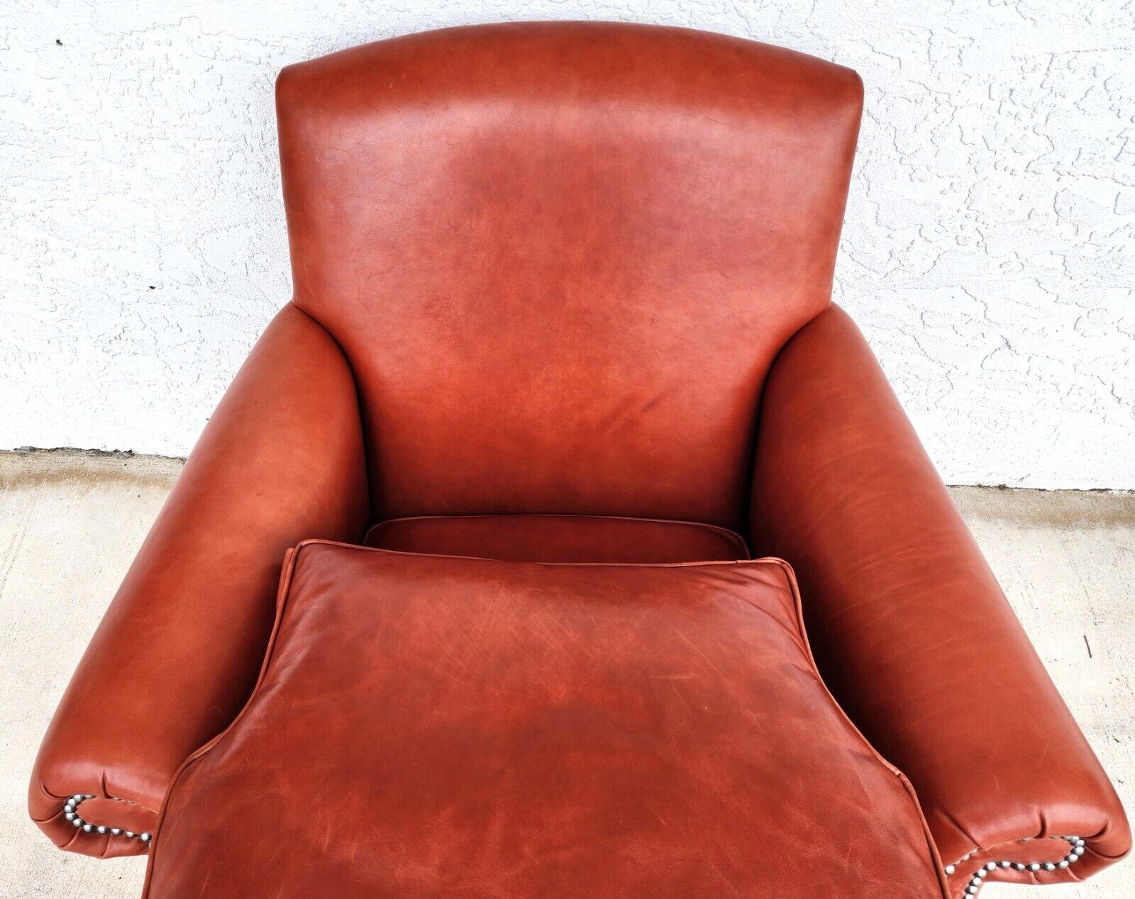 Leather Lounge Chair & Ottoman by HICKORY CHAIR For Sale 3