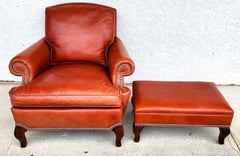 Leather Lounge Chair & Ottoman by HICKORY CHAIR