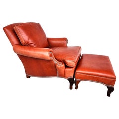 Leather Lounge Chair & Ottoman by HICKORY CHAIR