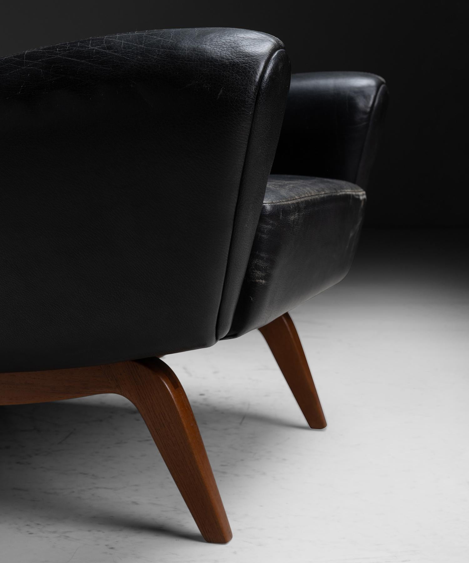 Leather Lounge Chair & Ottoman by Illum Wikkelso, Denmark circa 1955 1
