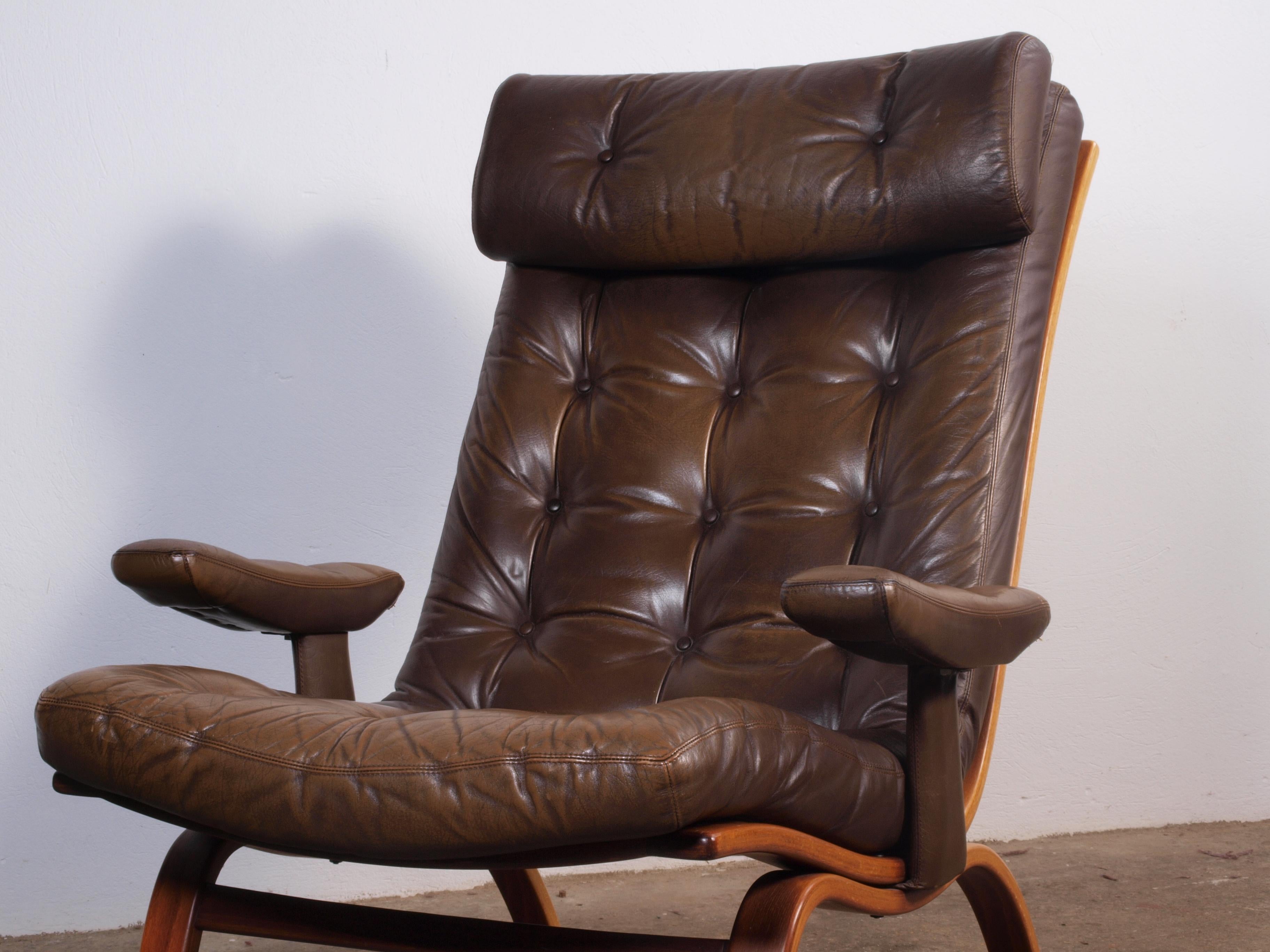 Leather Lounge Chair with ottoman from Gote Møbler 4