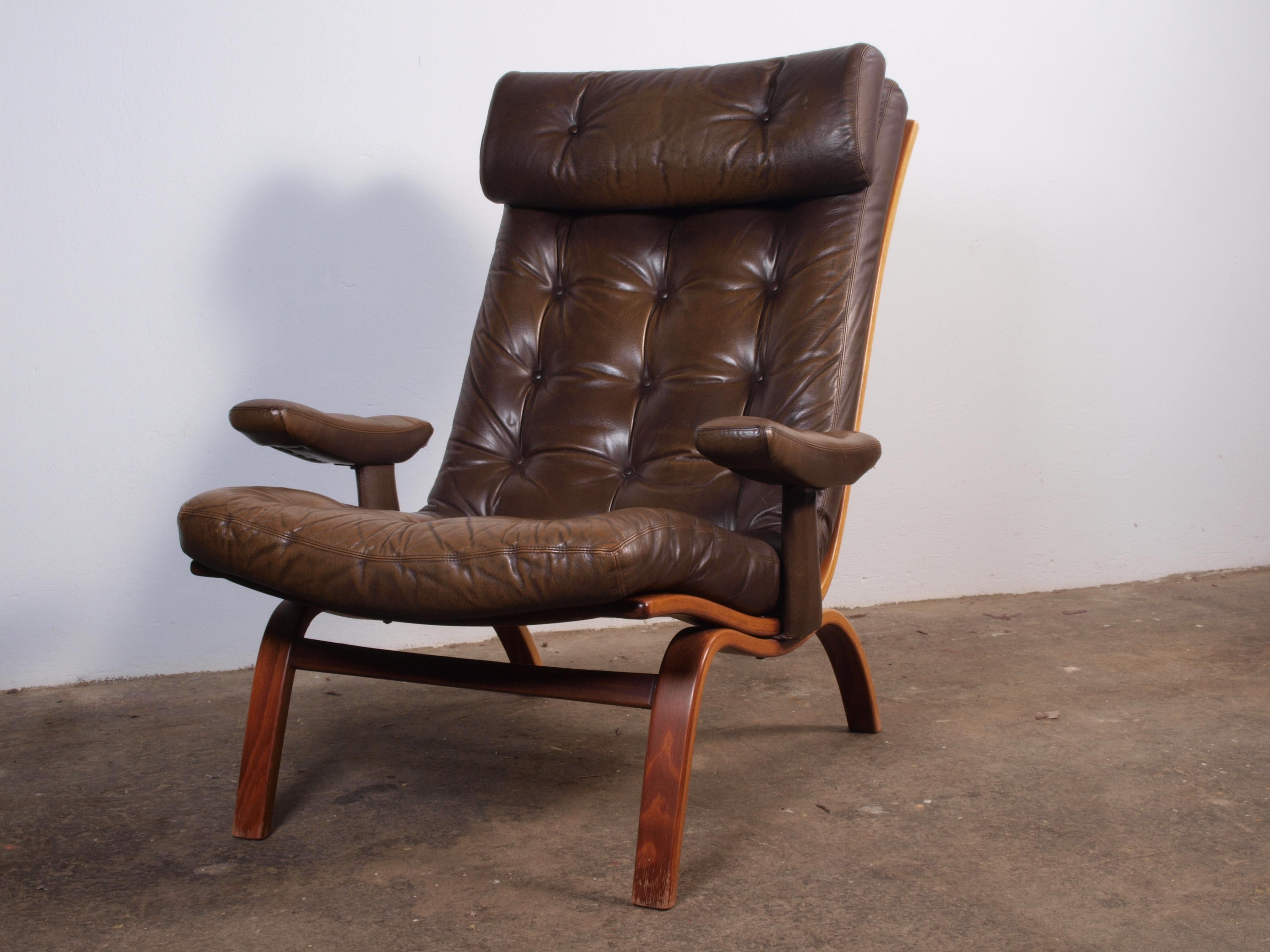 Leather Lounge Chair with ottoman from Gote Møbler 5