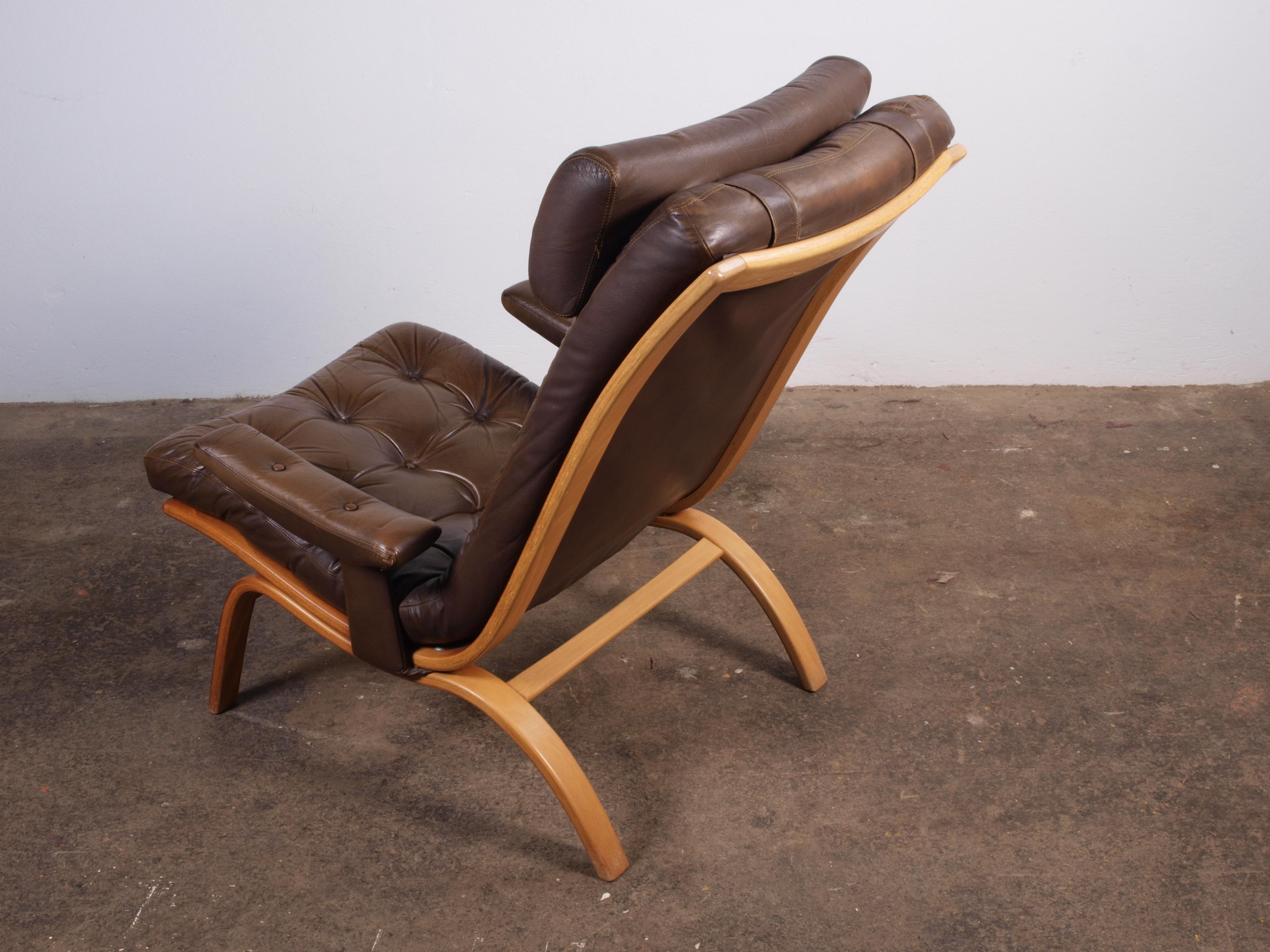 Leather Lounge Chair with ottoman from Gote Møbler 9
