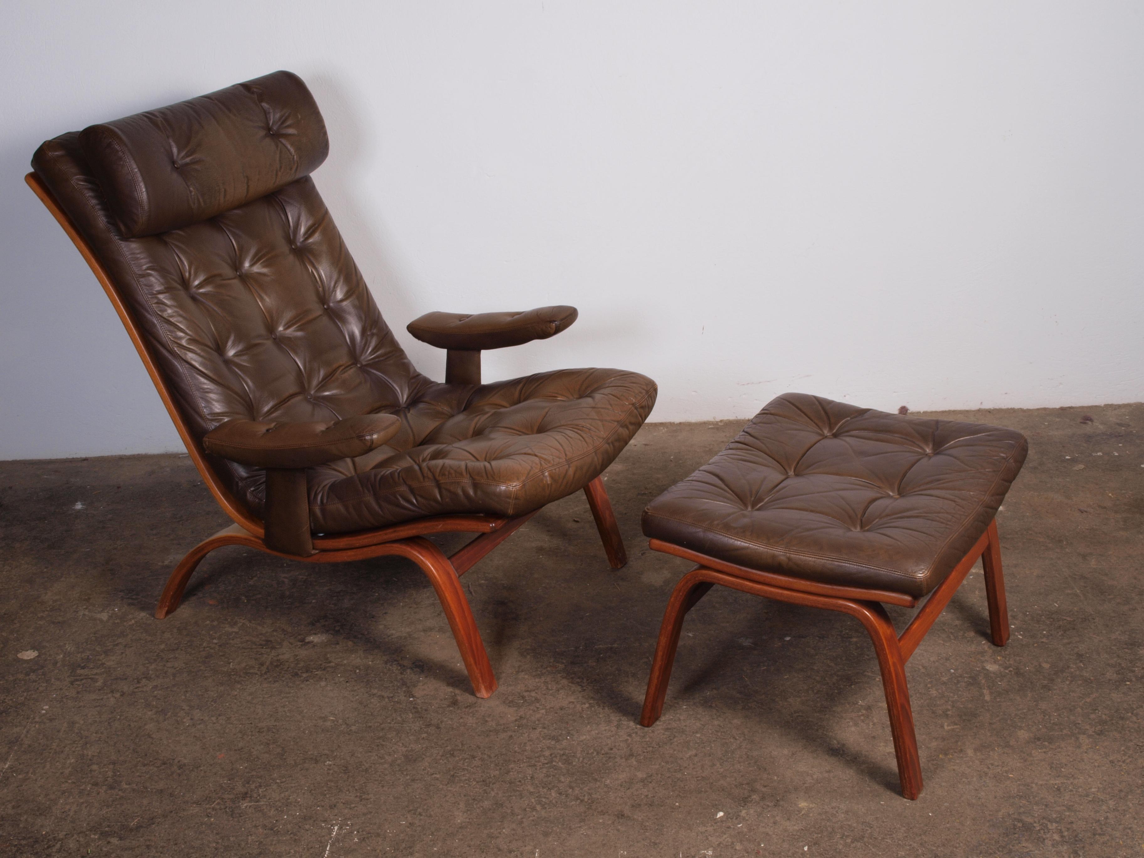 Leather Lounge Chair with ottoman from Gote Møbler 10