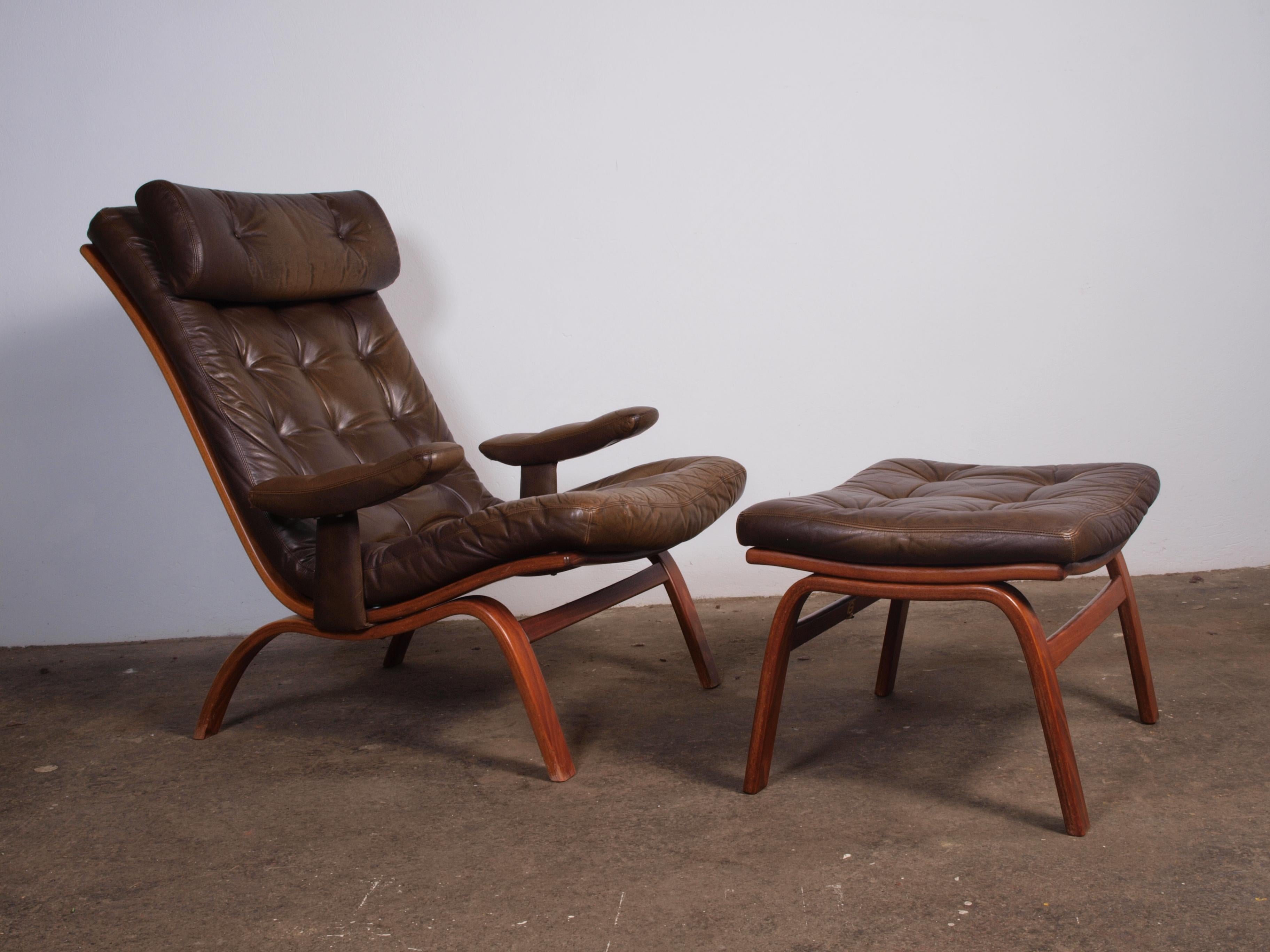 Leather Lounge Chair with ottoman from Gote Møbler 11
