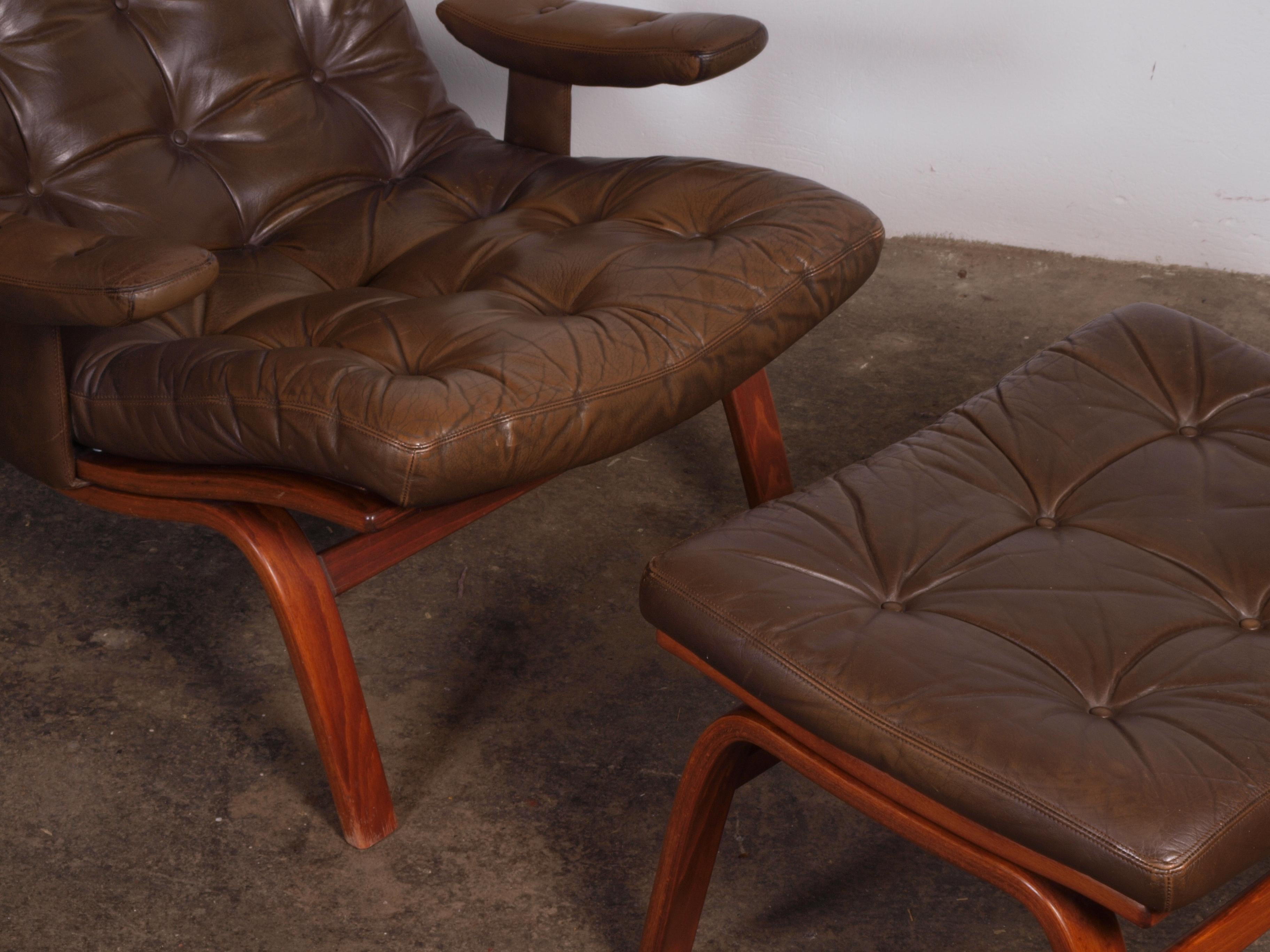 Leather Lounge Chair with ottoman from Gote Møbler 14