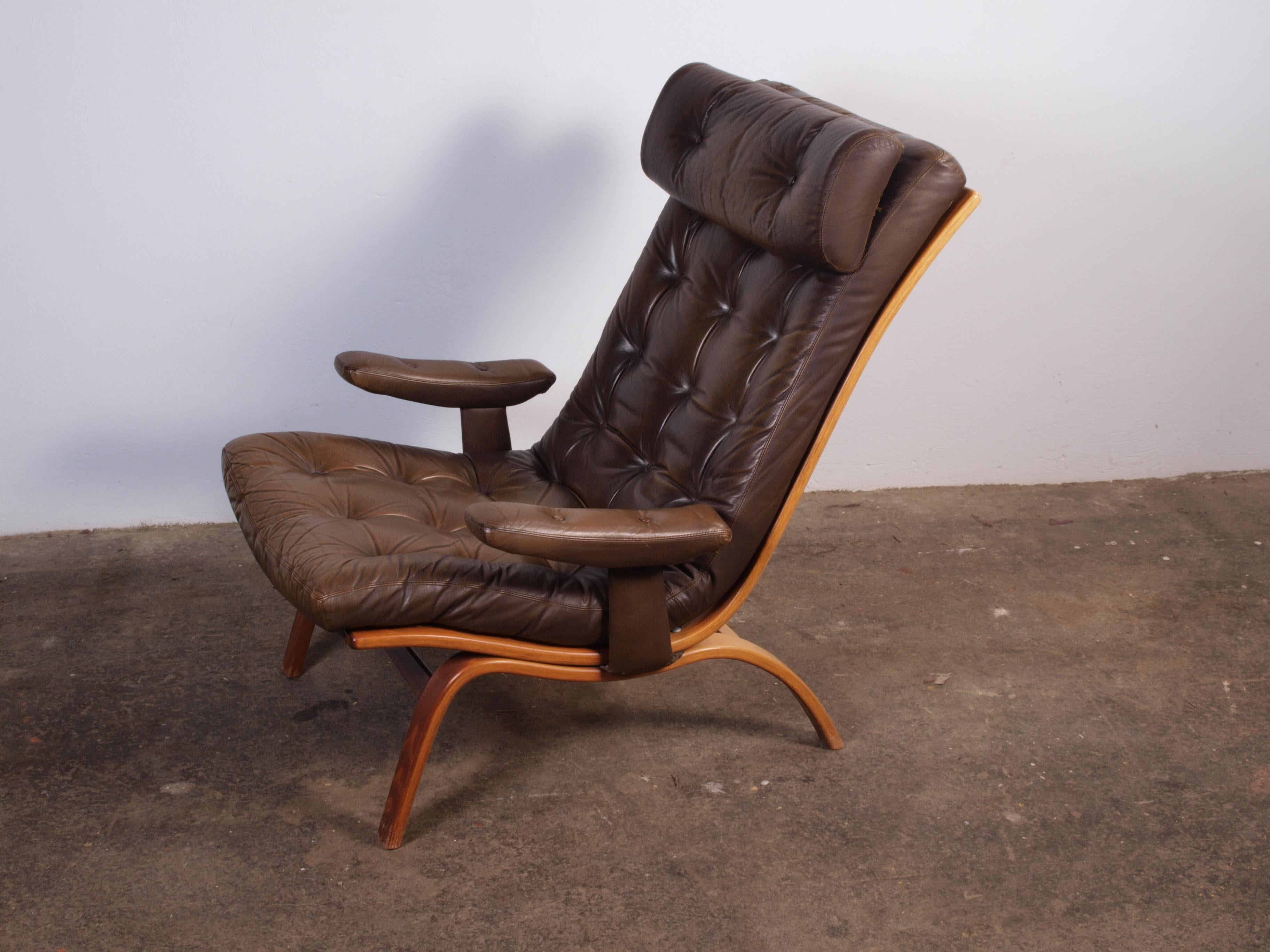 Leather Lounge Chair with ottoman from Gote Møbler In Good Condition In Store Heddinge, DK