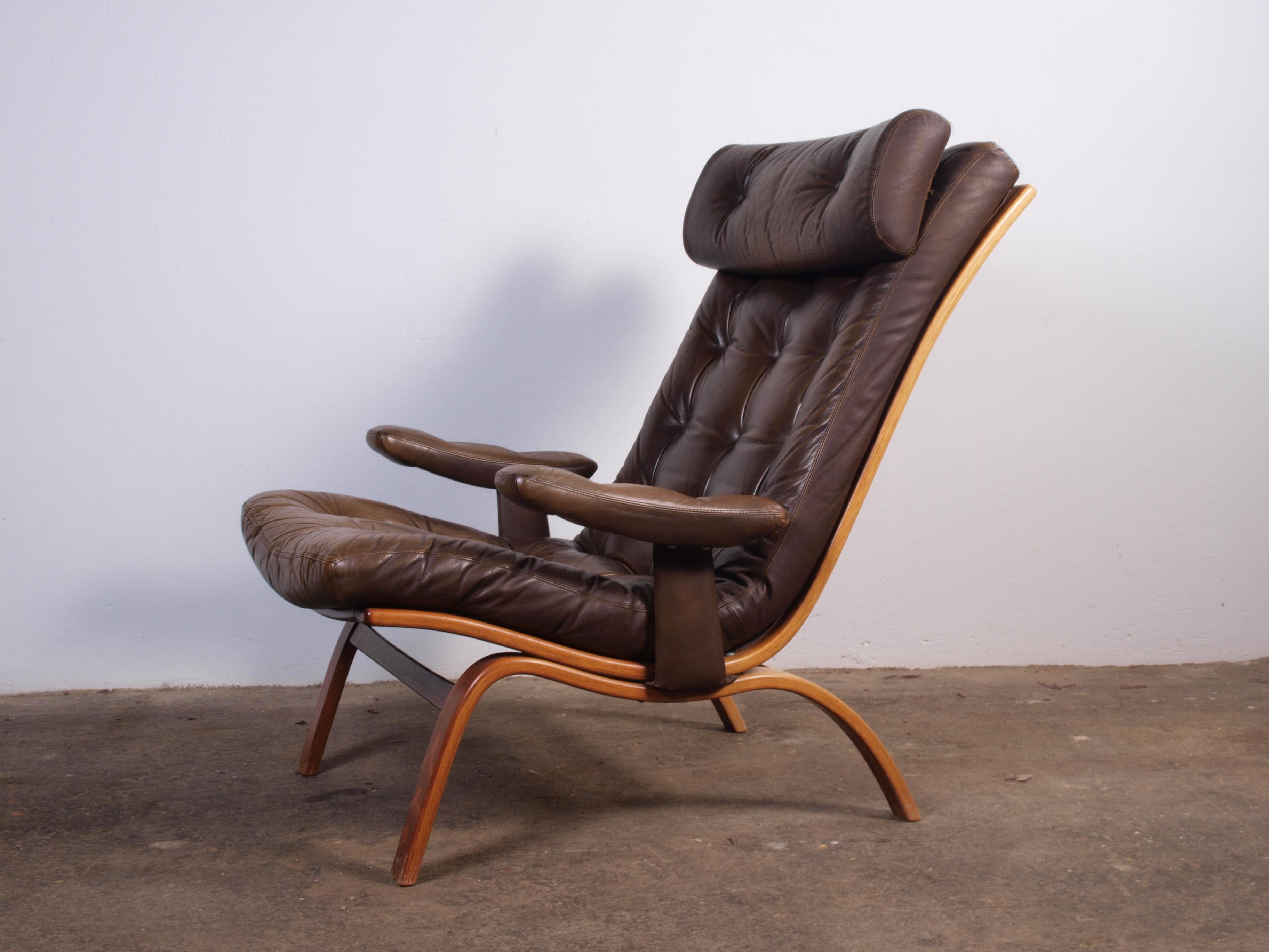 Leather Lounge Chair with ottoman from Gote Møbler 1