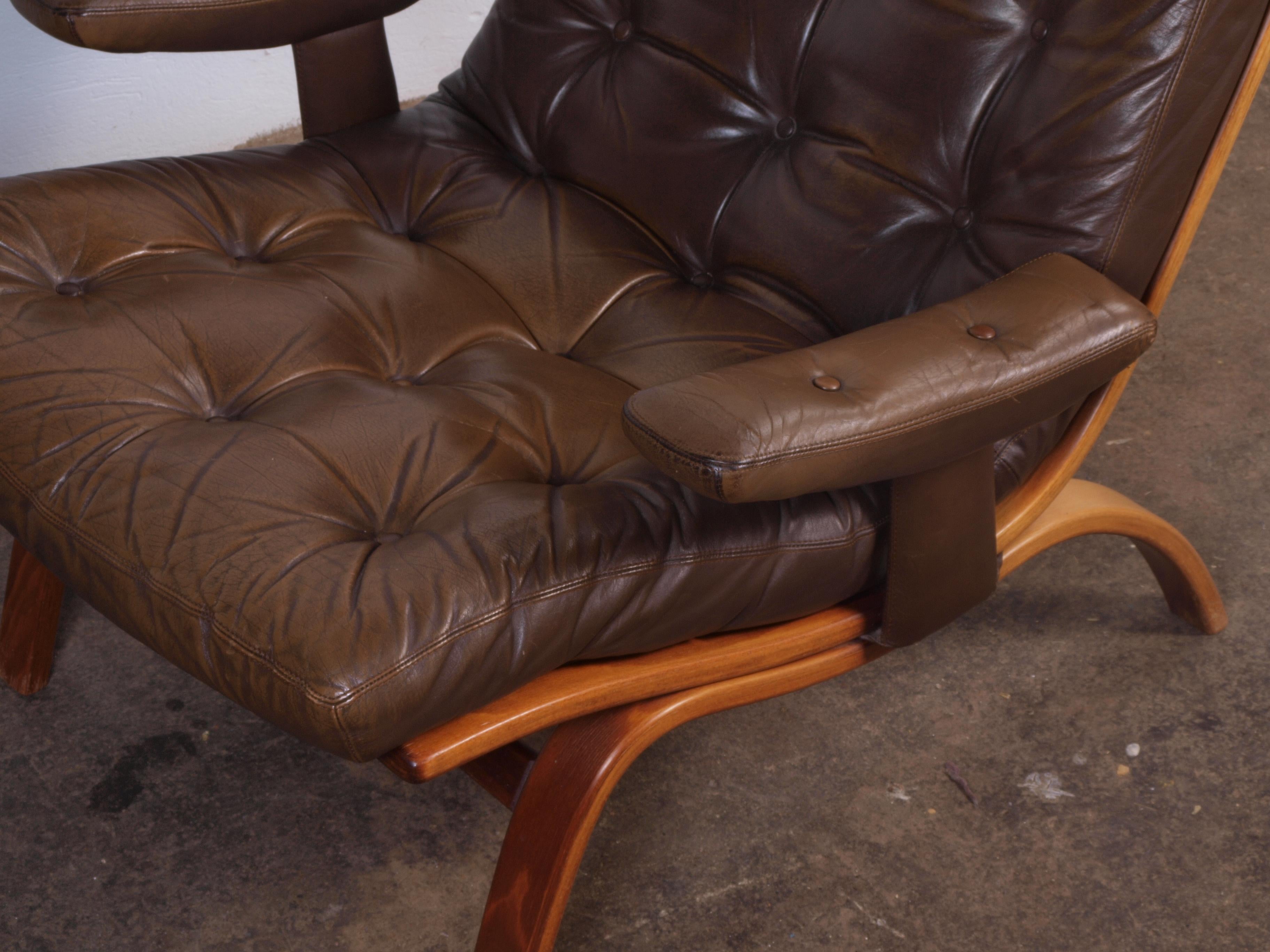 Leather Lounge Chair with ottoman from Gote Møbler 2