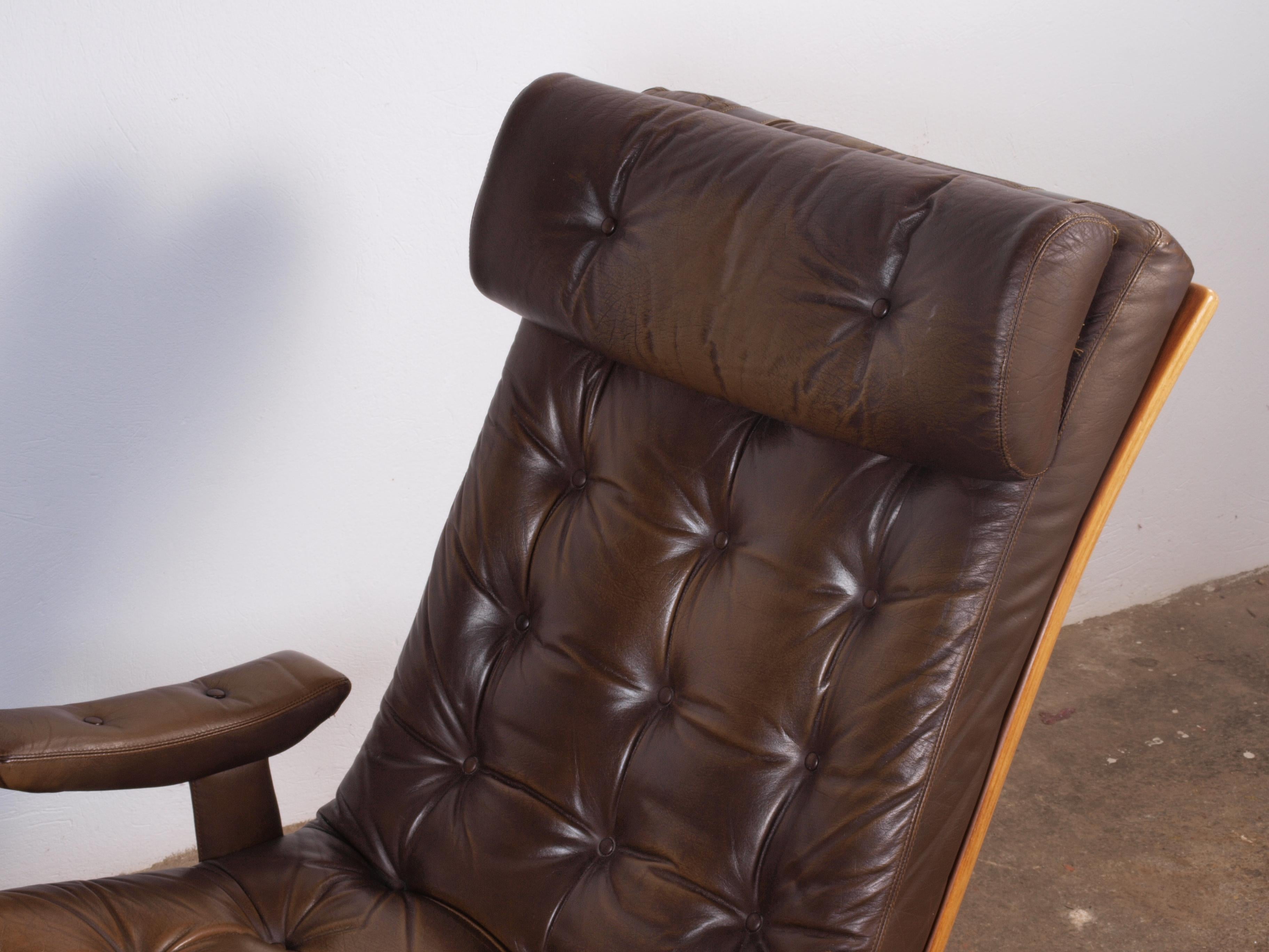 Leather Lounge Chair with ottoman from Gote Møbler 3