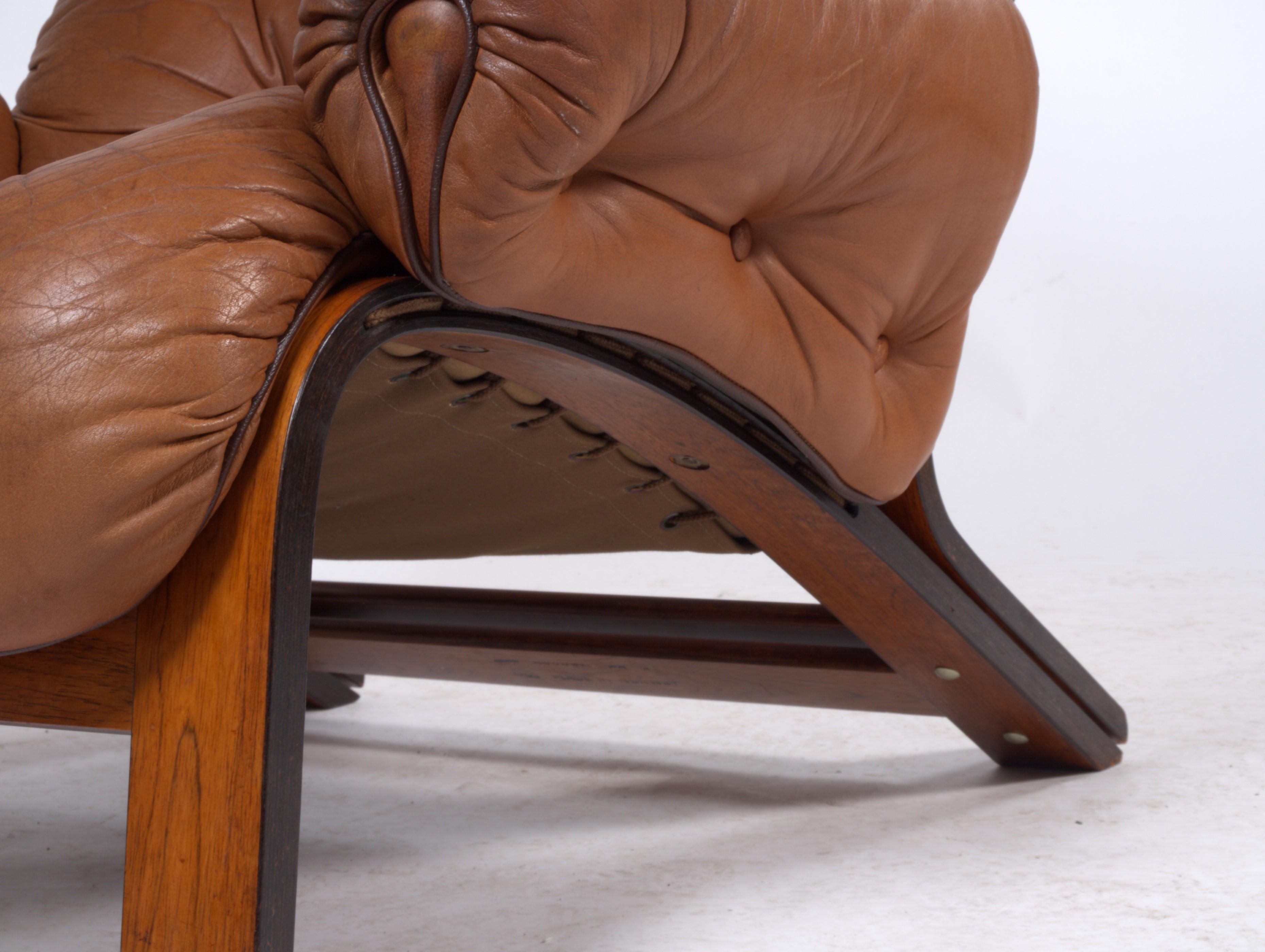 Leather Lounge Chairs by Elsa Solheim & Nordahl Solheim for Rybo Rykken 3