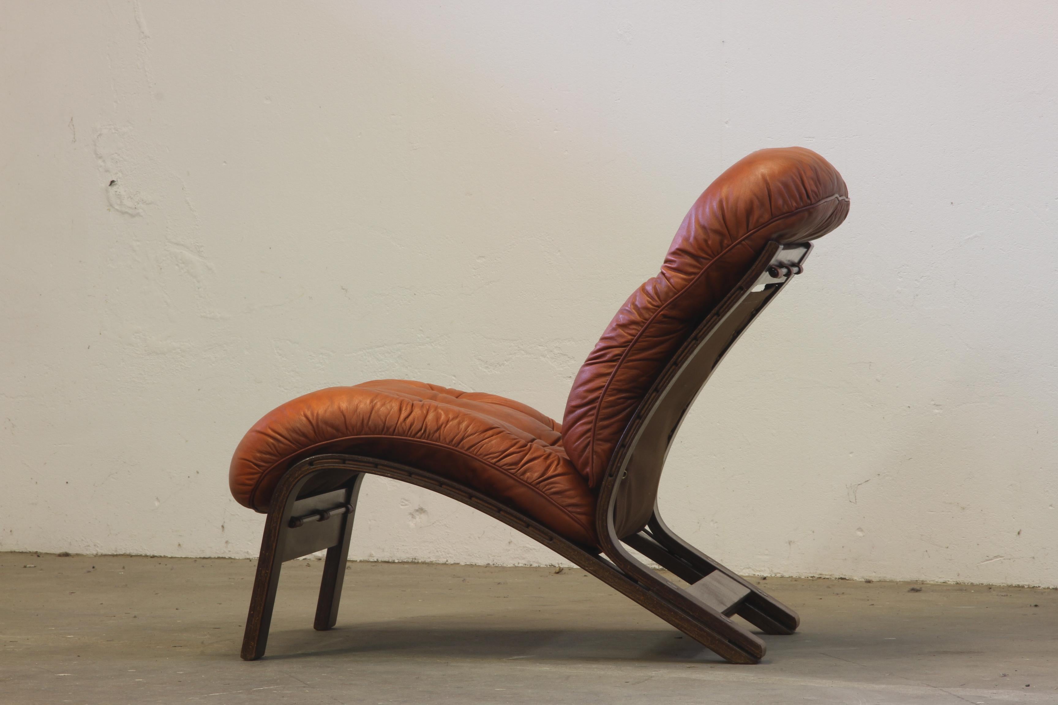 Leather Lounge Chairs by Elsa Solheim & Nordahl Solheim for Rybo Rykken For Sale 7