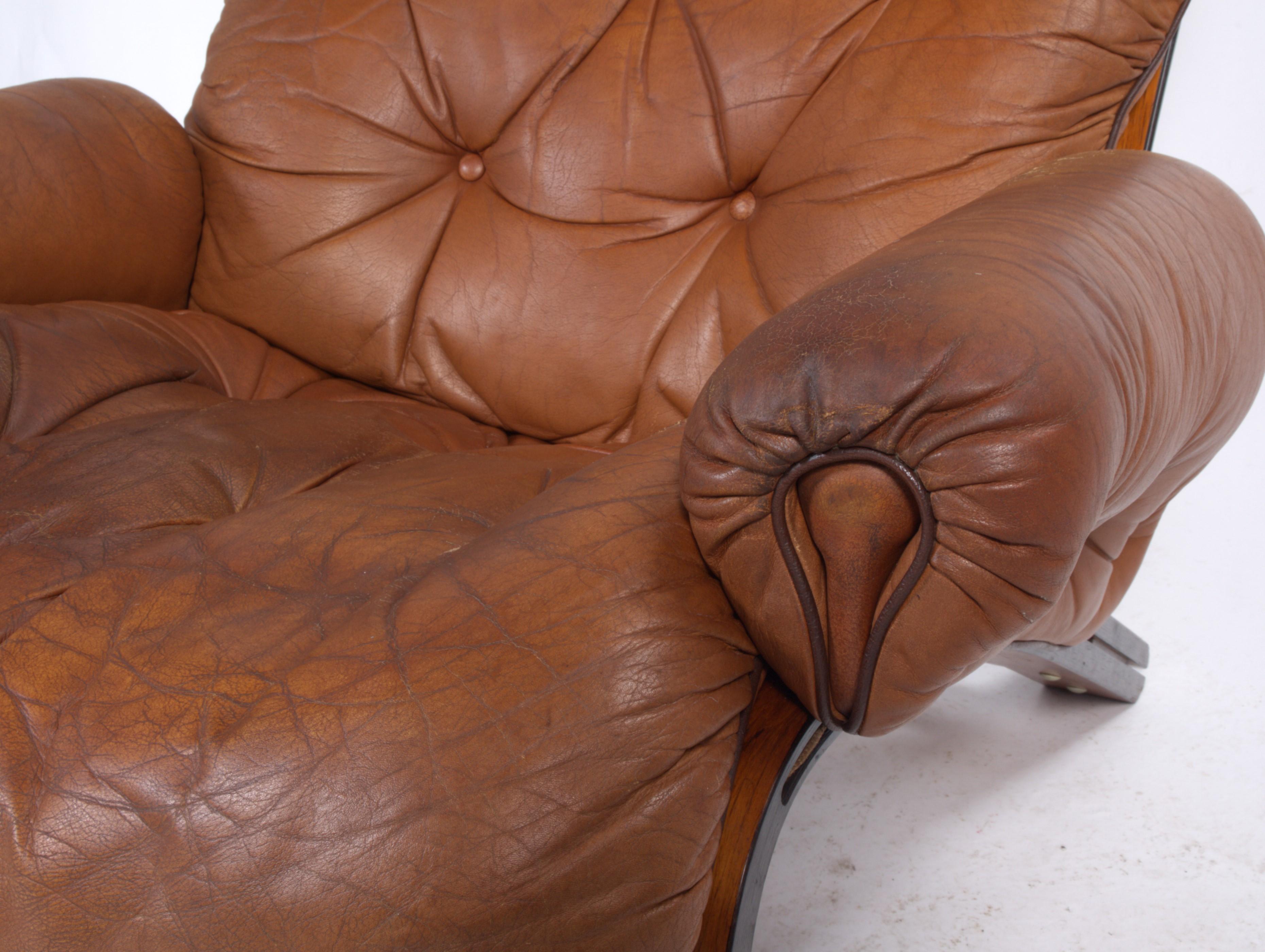 Leather Lounge Chairs by Elsa Solheim & Nordahl Solheim for Rybo Rykken 11