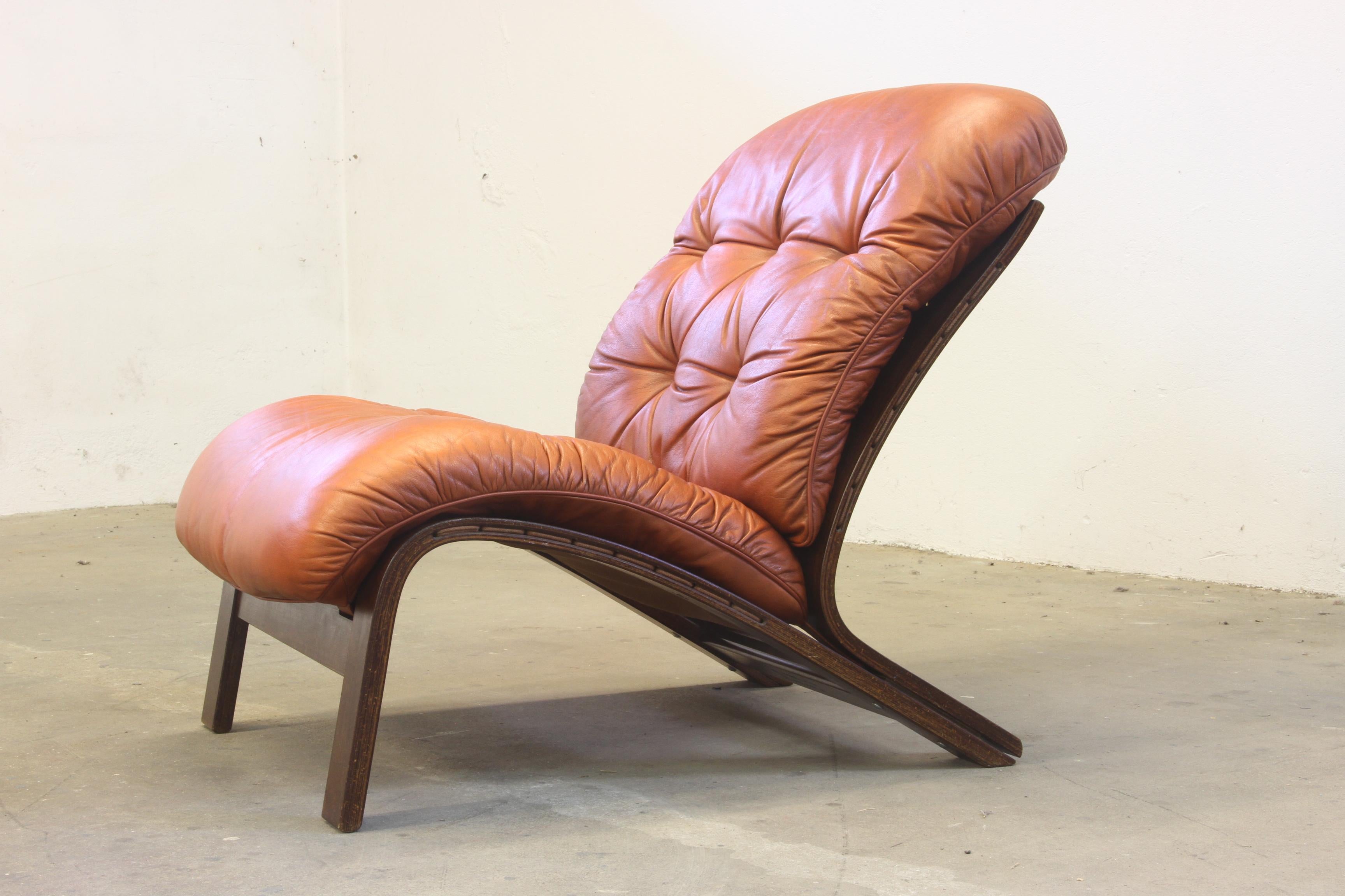 Late 20th Century Leather Lounge Chairs by Elsa Solheim & Nordahl Solheim for Rybo Rykken For Sale