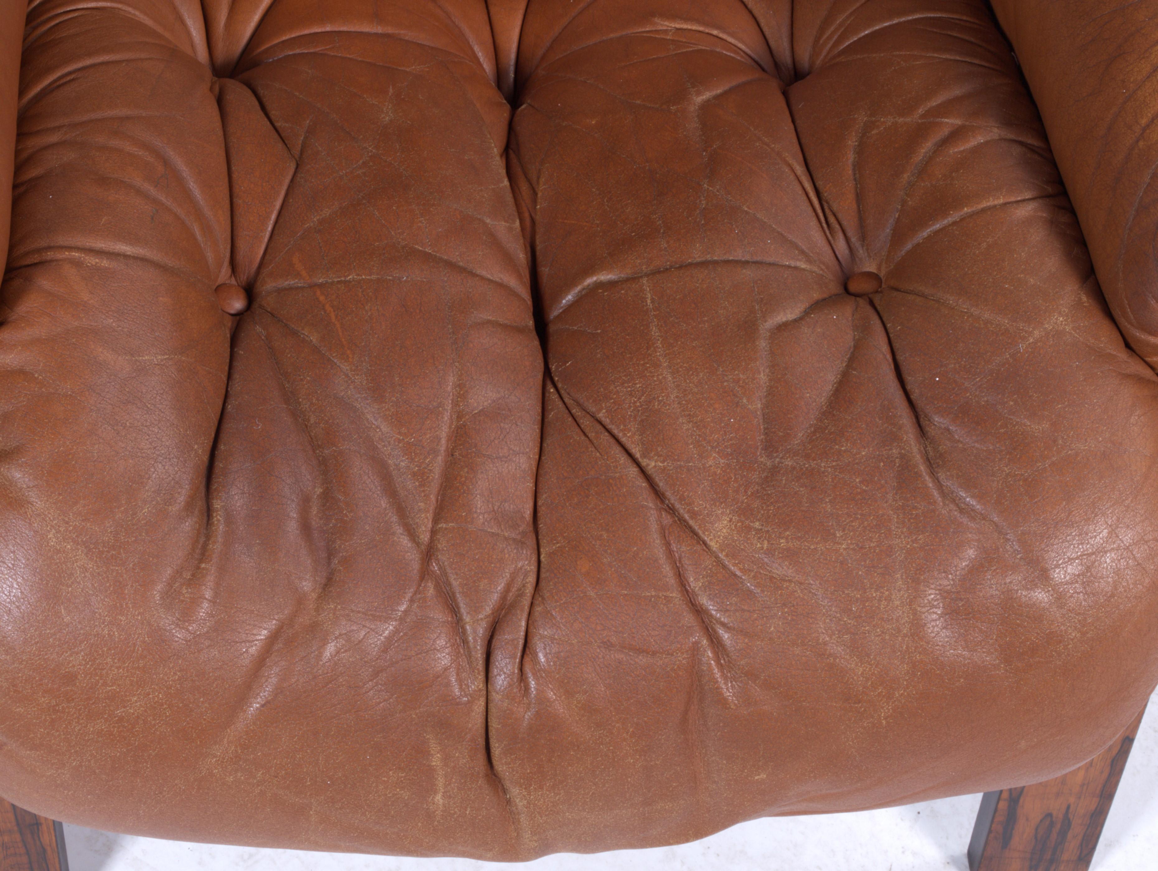 Leather Lounge Chairs by Elsa Solheim & Nordahl Solheim for Rybo Rykken In Good Condition In Store Heddinge, DK