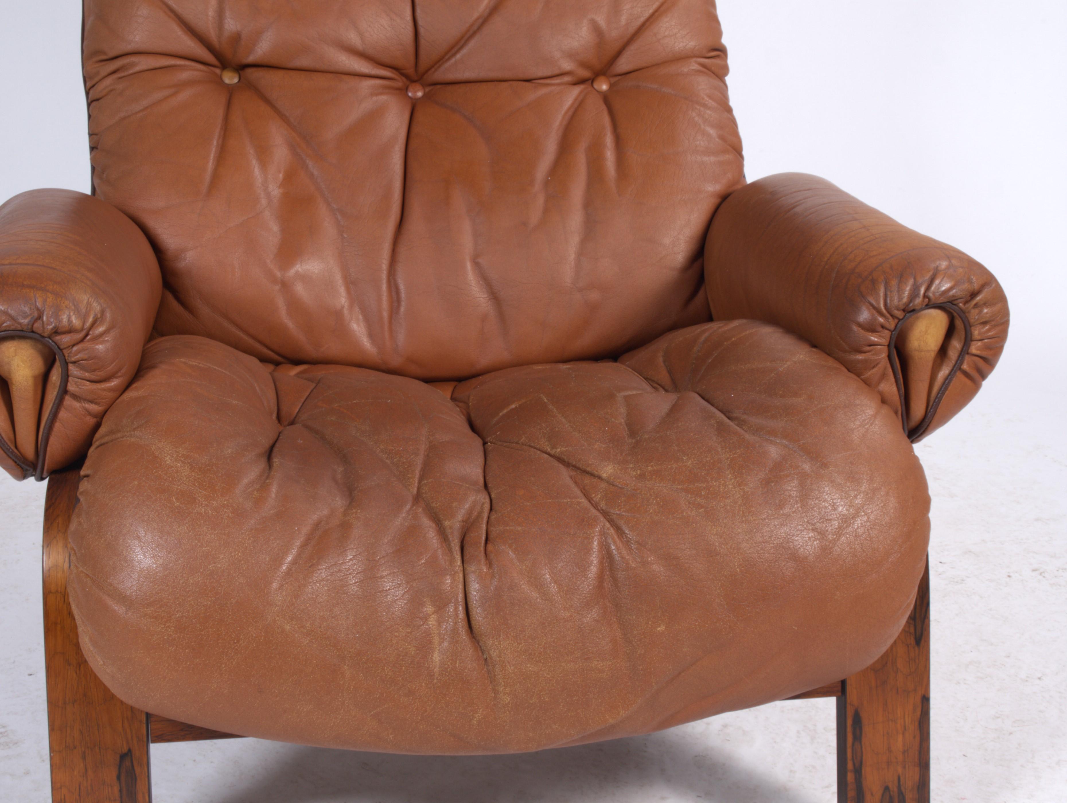 Late 20th Century Leather Lounge Chairs by Elsa Solheim & Nordahl Solheim for Rybo Rykken