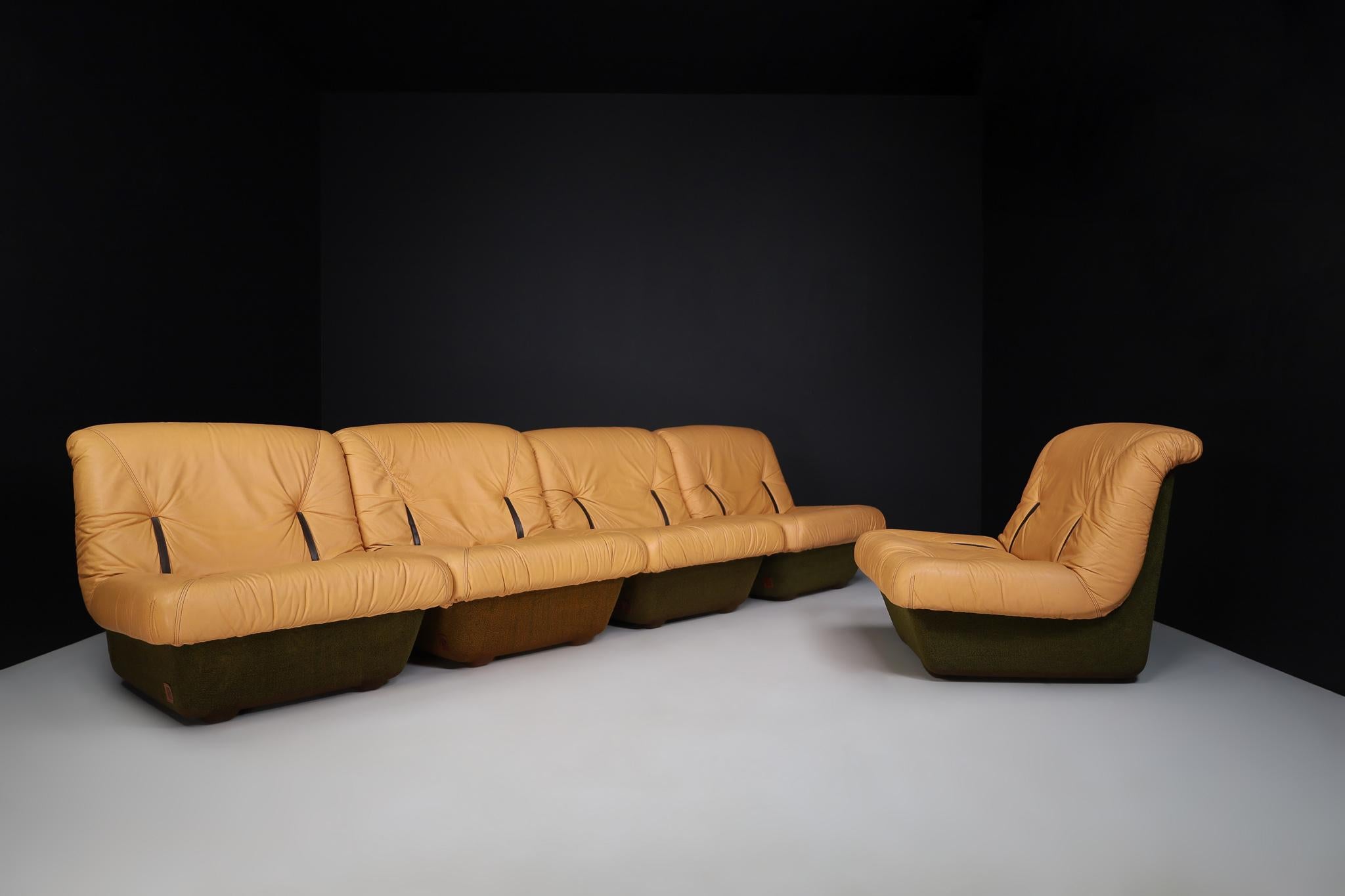 Leather Lounge Chairs by Lev & Lev, Italy, 1970s 1