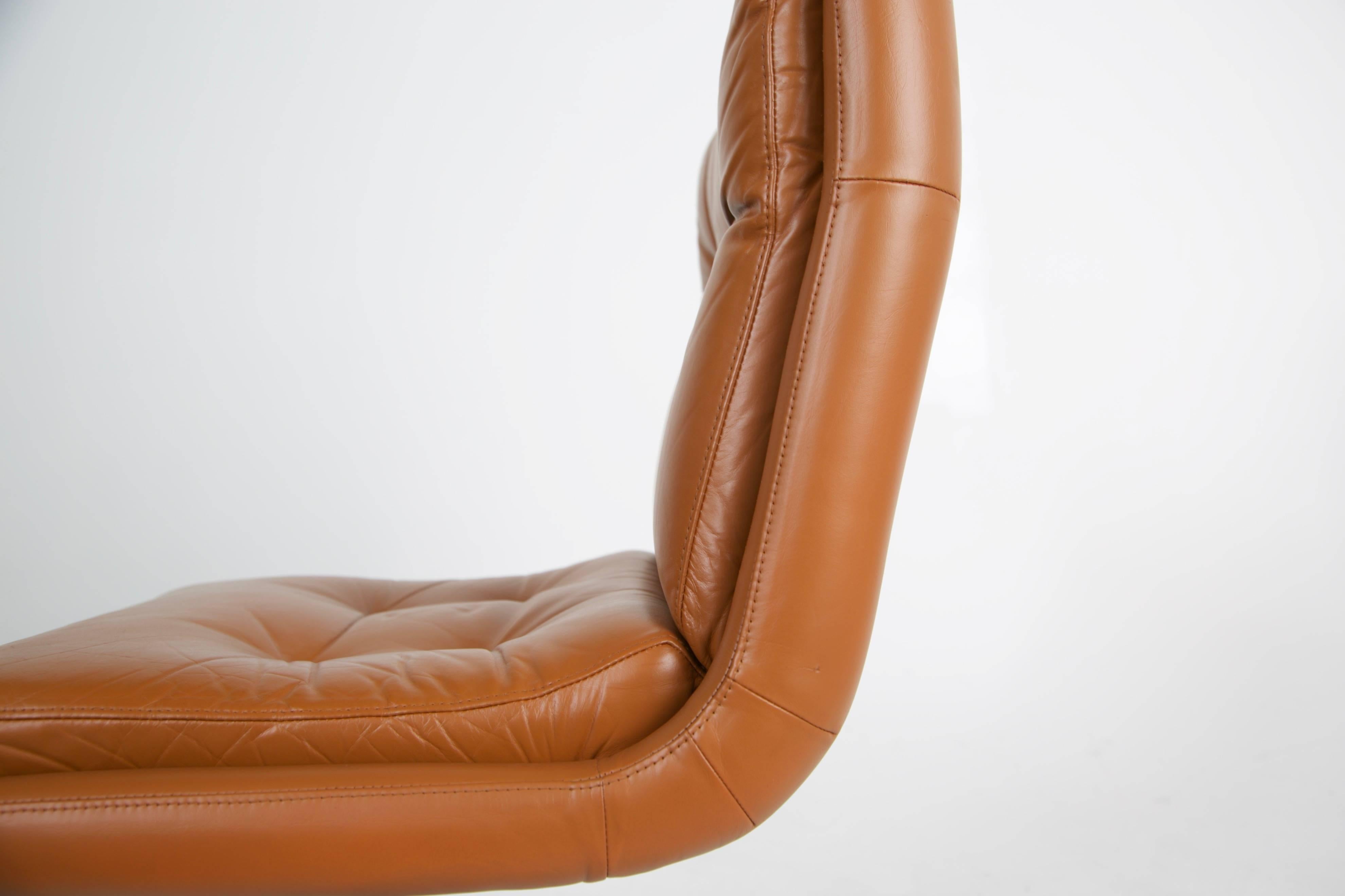 Leather and Steel Lounge Chairs by Raphael, France, circa 1970 6