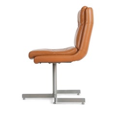 Leather and Steel Lounge Chairs by Raphael, France, circa 1970