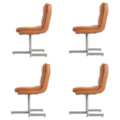 Leather and Steel Lounge Chairs by Raphael, France, circa 1970