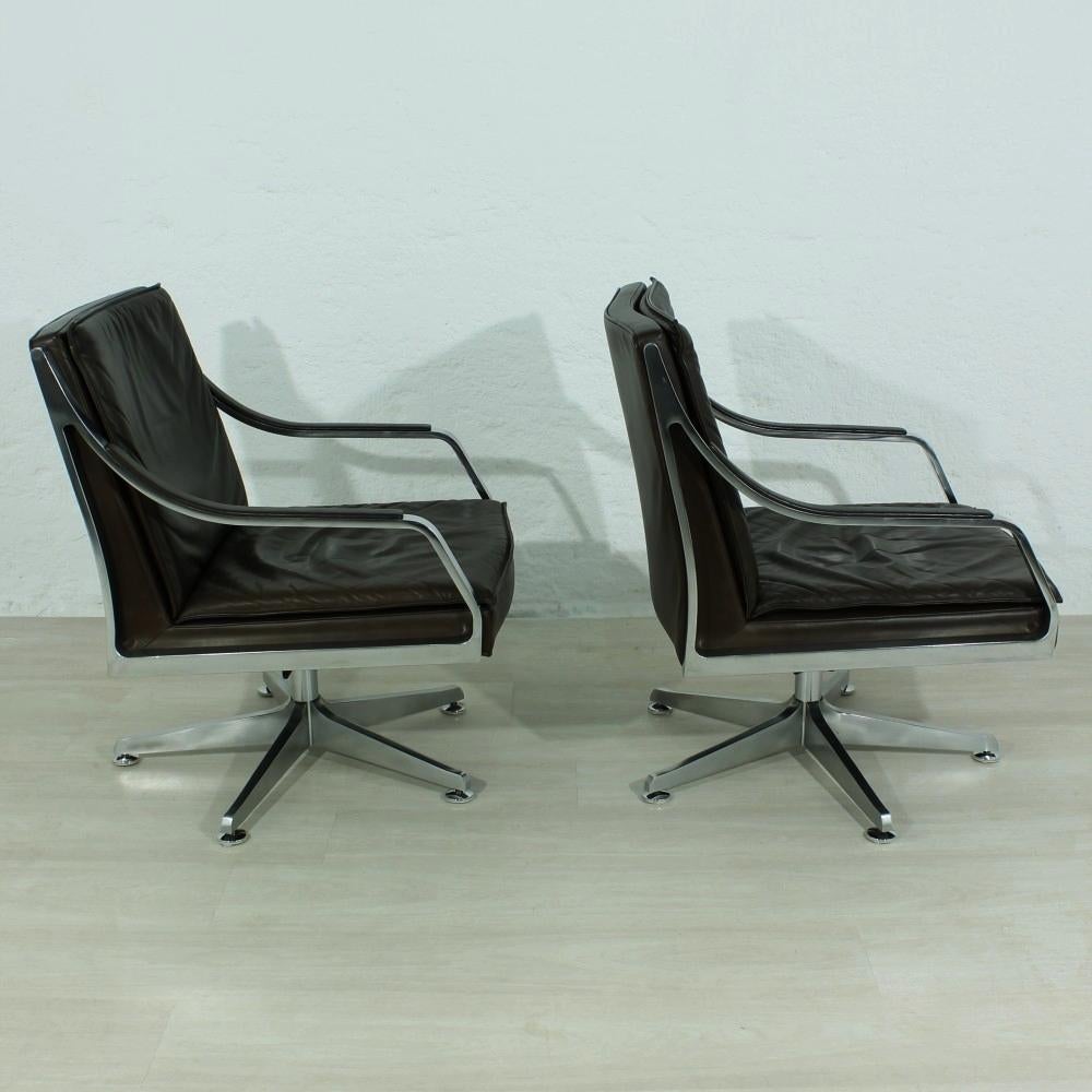 Modern Leather Lounge Chairs by Rudolf Bernd Glatzel for Walter Knoll, 1970s Set of Two
