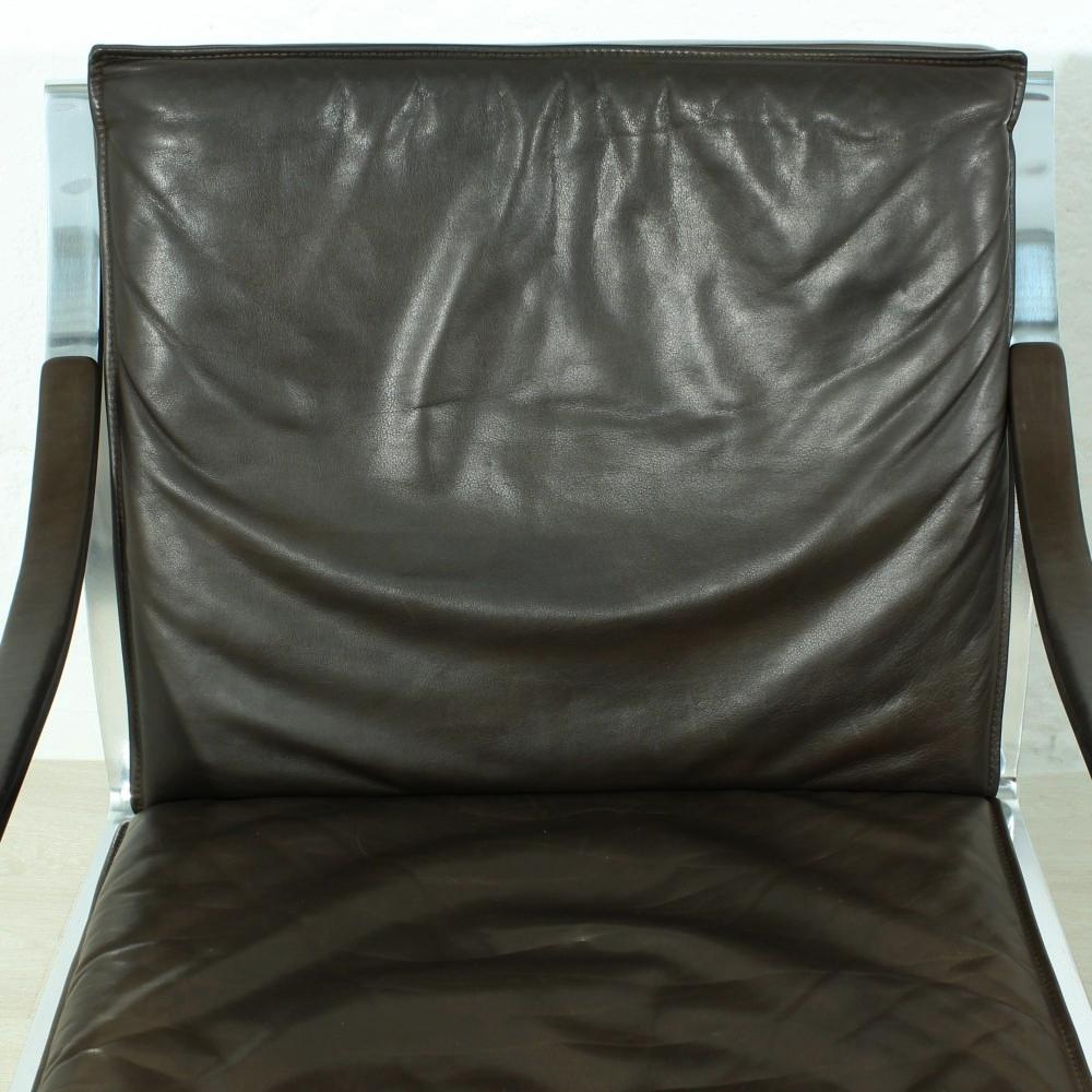 Metal Leather Lounge Chairs by Rudolf Bernd Glatzel for Walter Knoll, 1970s Set of Two