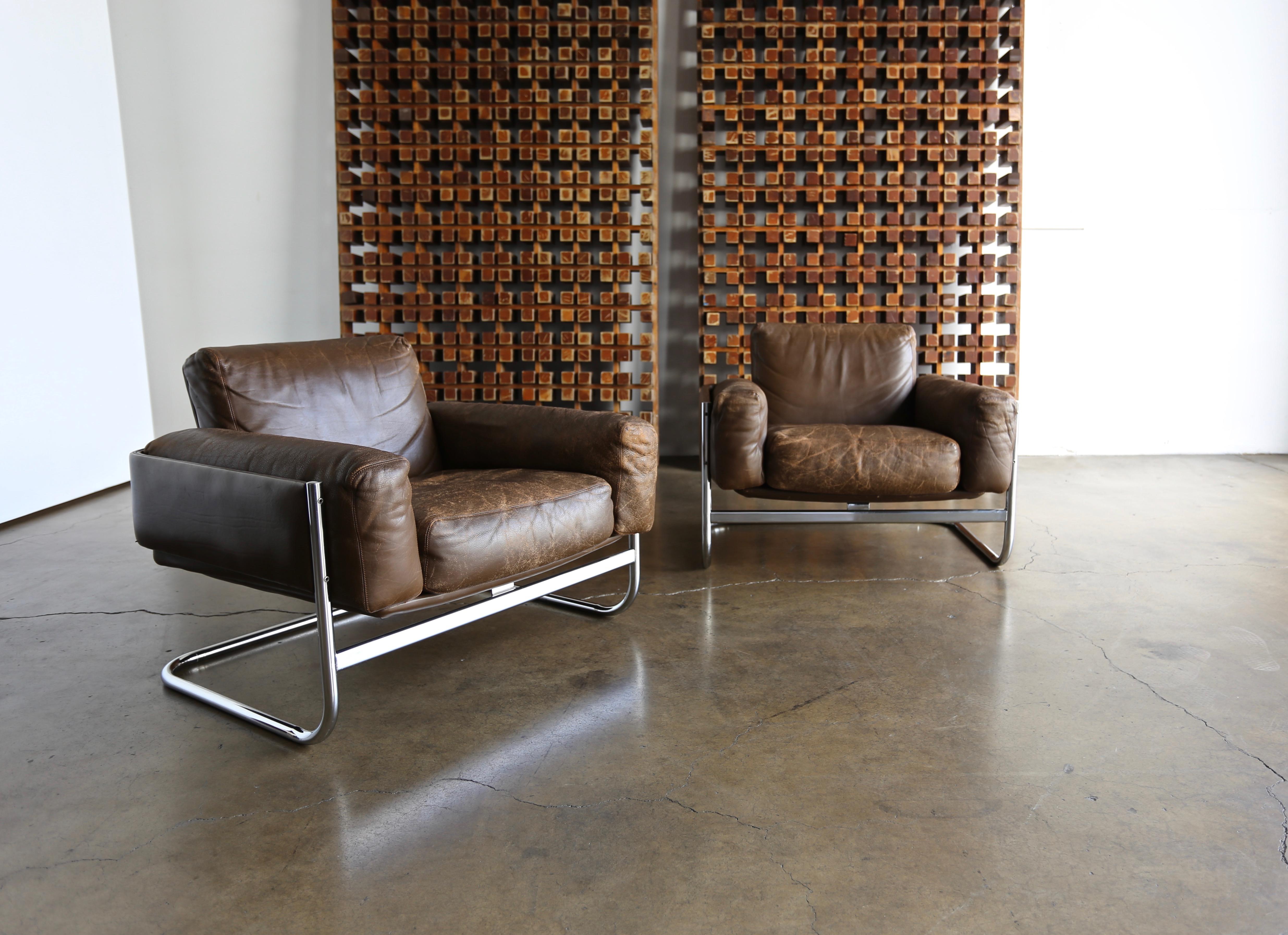 Leather Lounge Chairs by Sven Ivar Dysthe for Dokka Mobler Norway 4