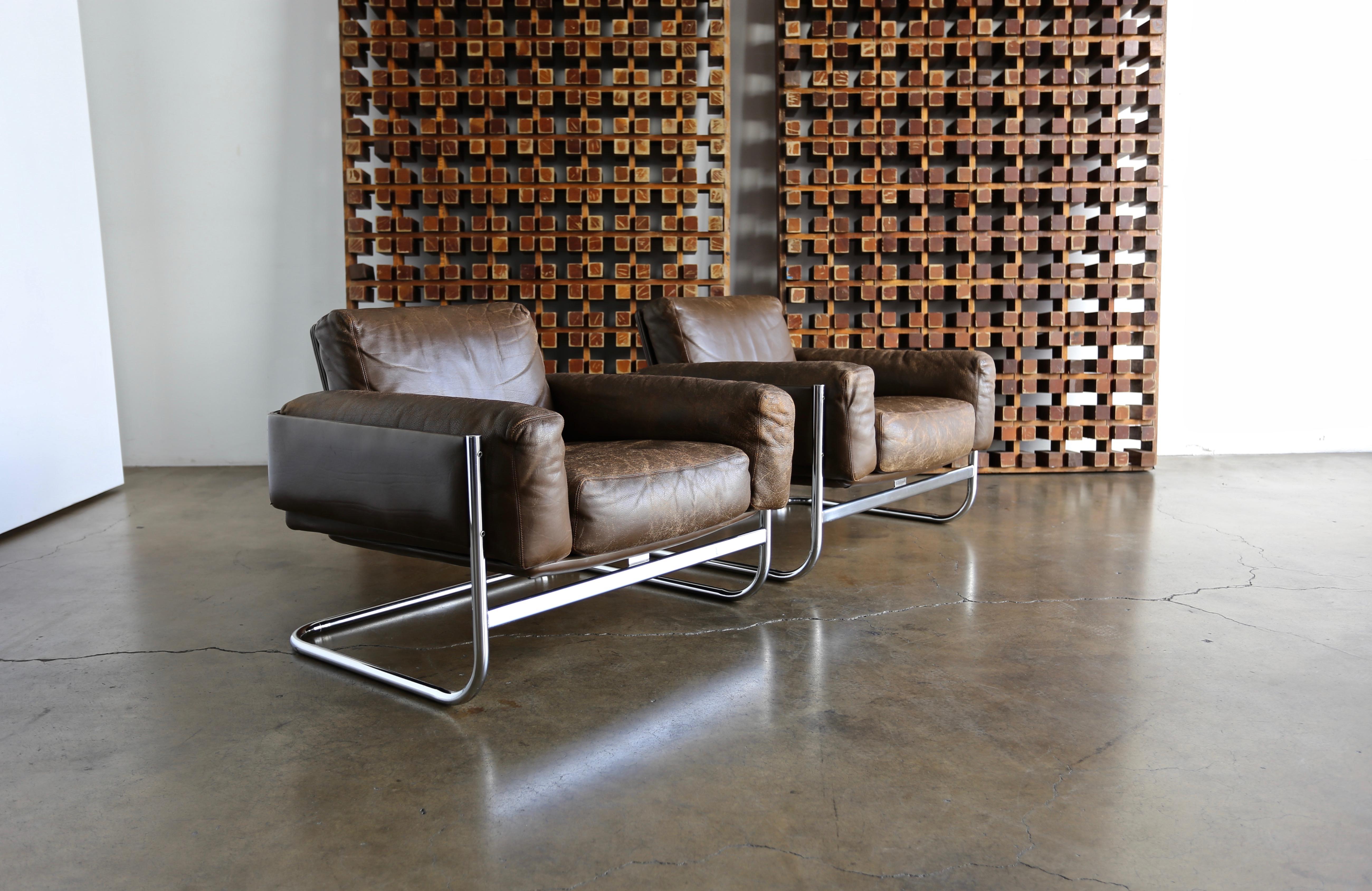 Leather Lounge Chairs by Sven Ivar Dysthe for Dokka Mobler Norway 5