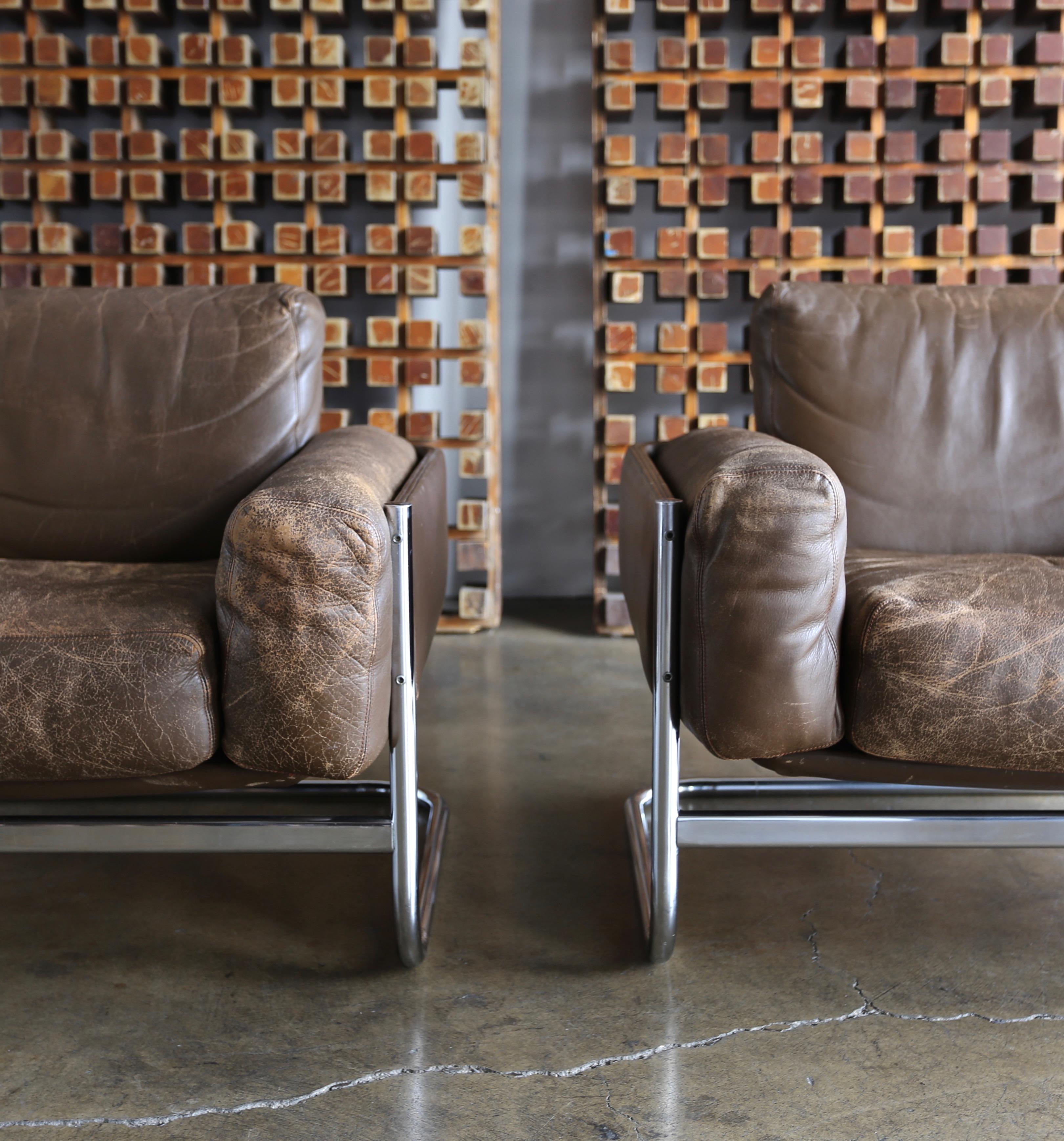 Norwegian Leather Lounge Chairs by Sven Ivar Dysthe for Dokka Mobler Norway